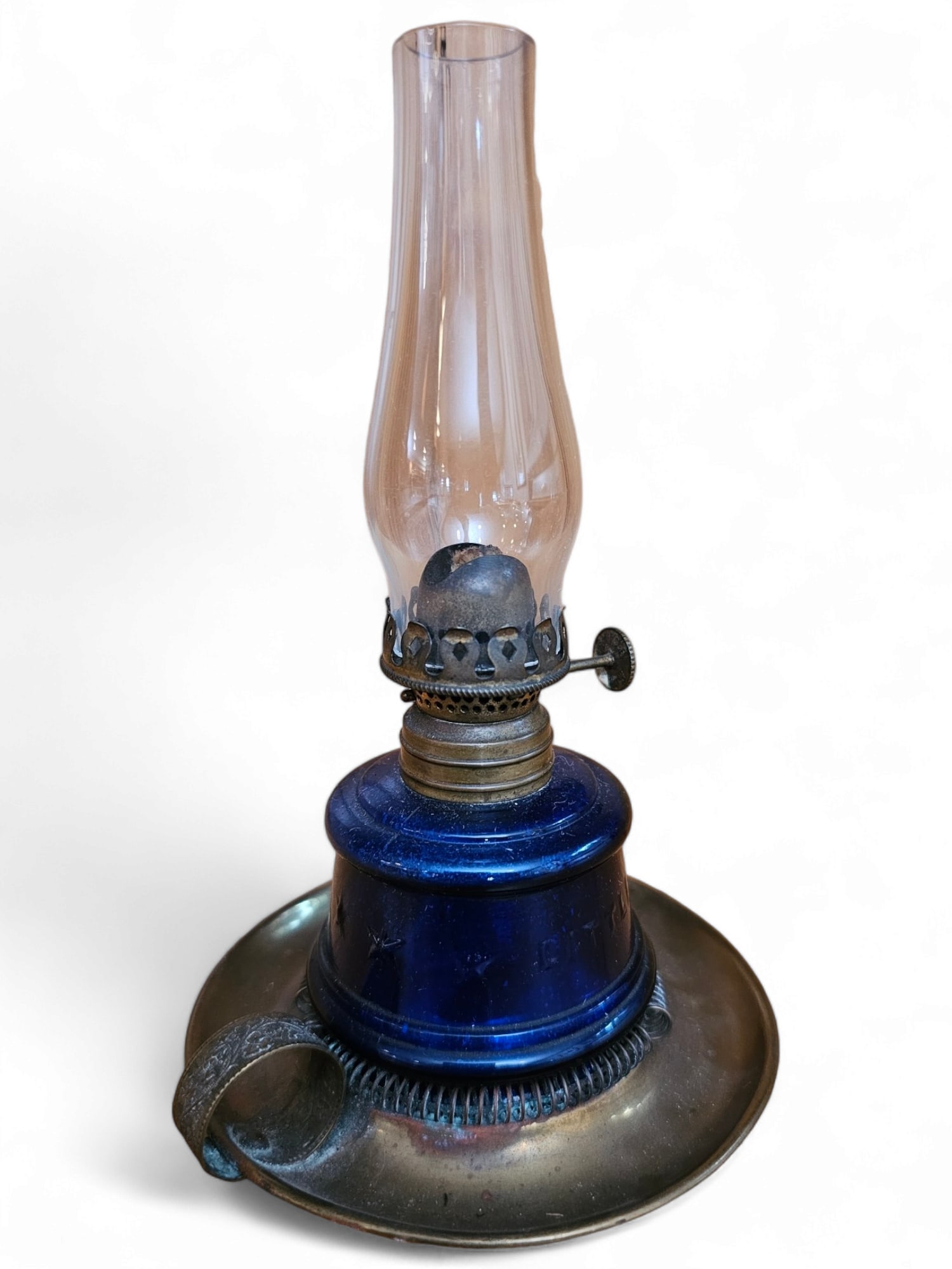 Cobalt Glass Miniature Oil Finger Lamp (1 of 7)