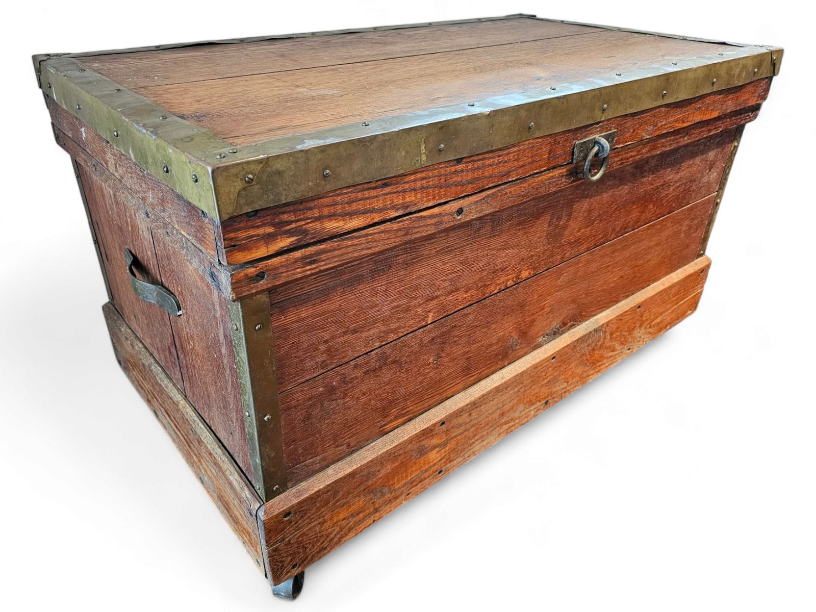Large 19th C. Carpenters Chest w/ Copper Straps (1 of 15)
