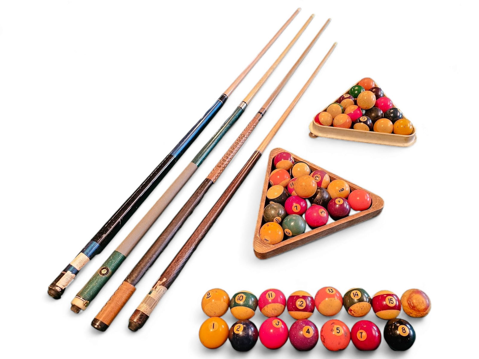 Grouping of Vintage Billiard Balls & Sticks (1 of 11)