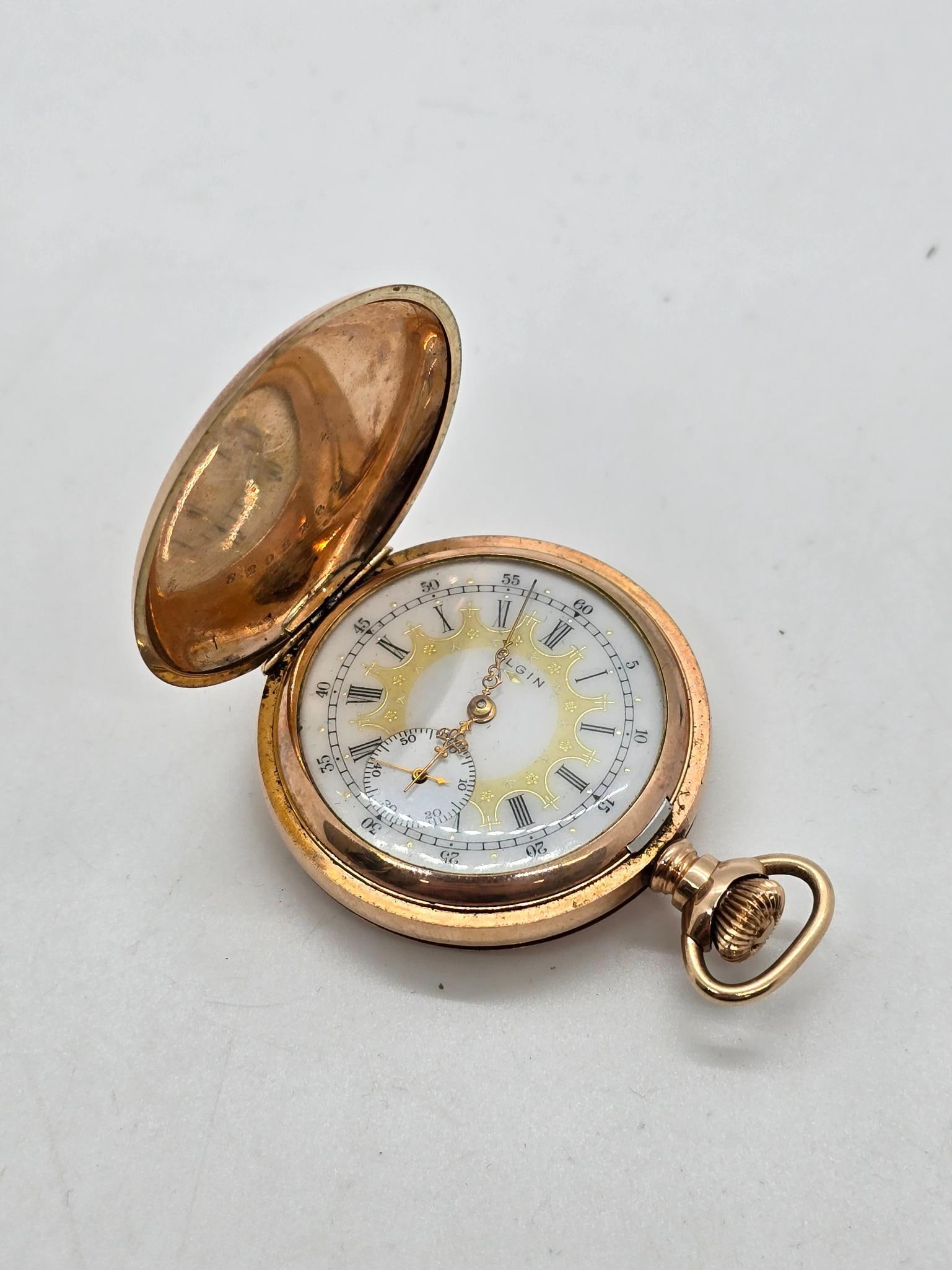 Antique Fancy Dial Elgin Gold Filled Pocket Watch (1 of 10)