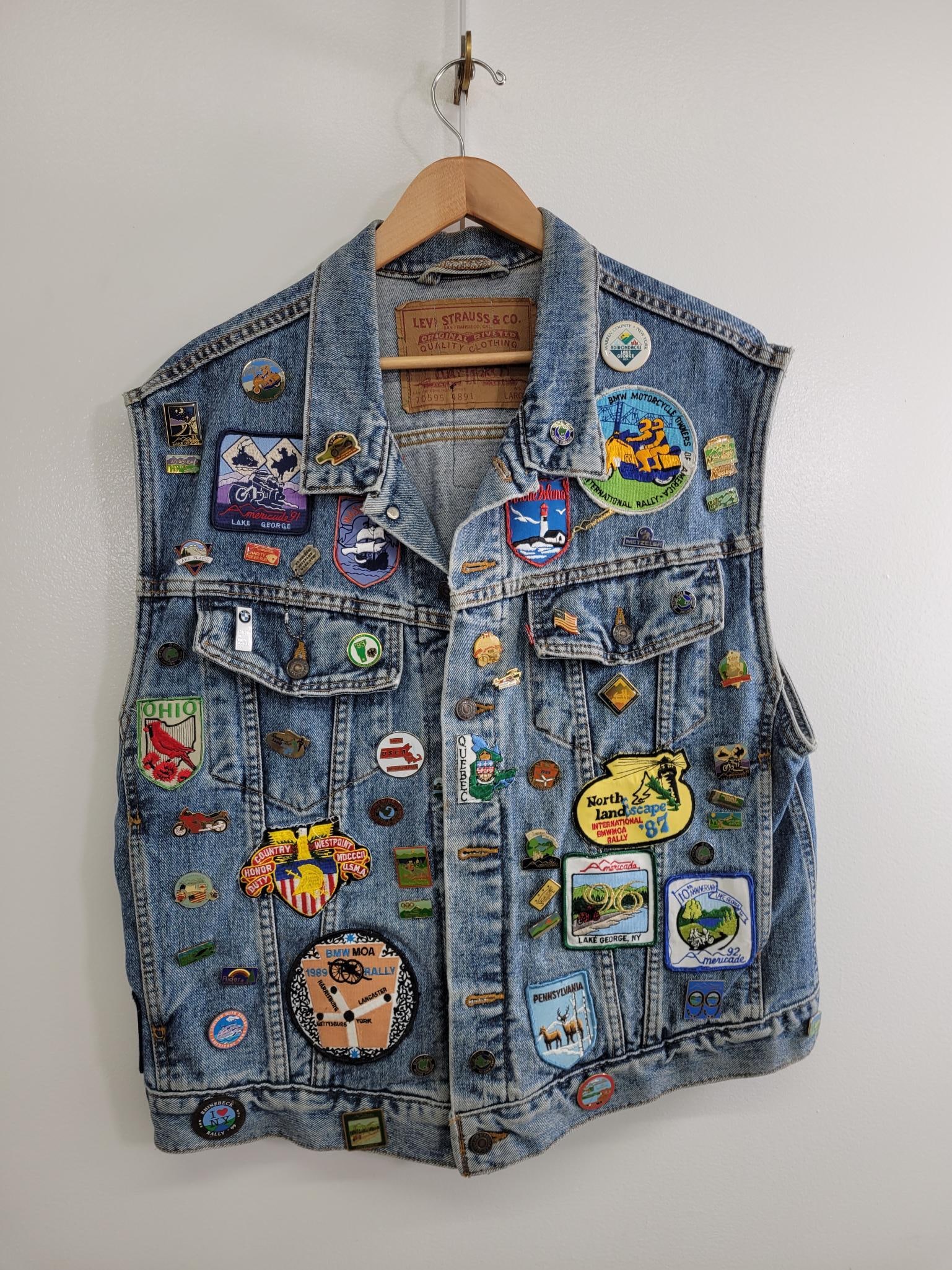 Vintage Denim Vest with Pins and Patches (1 of 12)