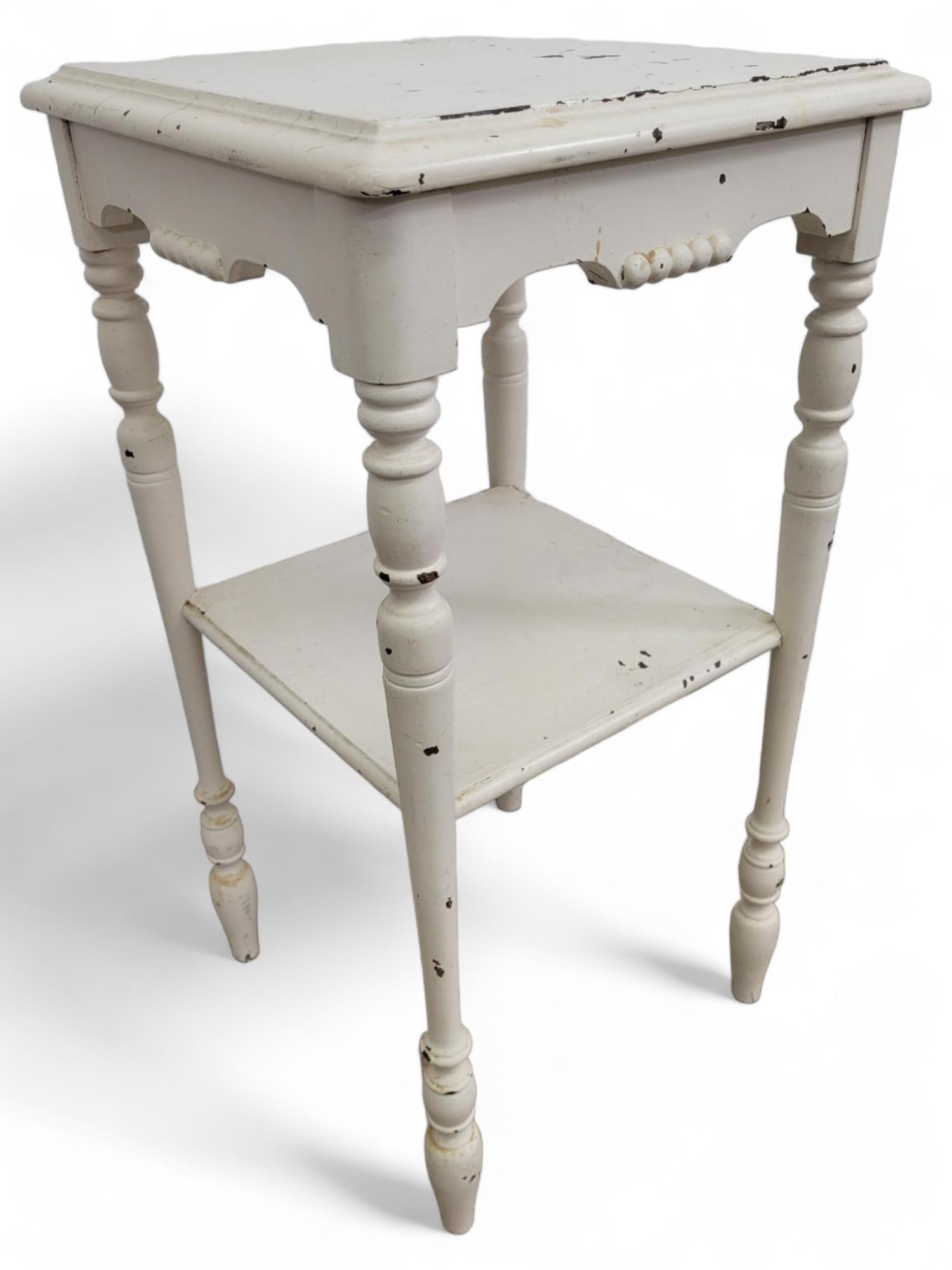 Antique White Painted Side Table (1 of 7)