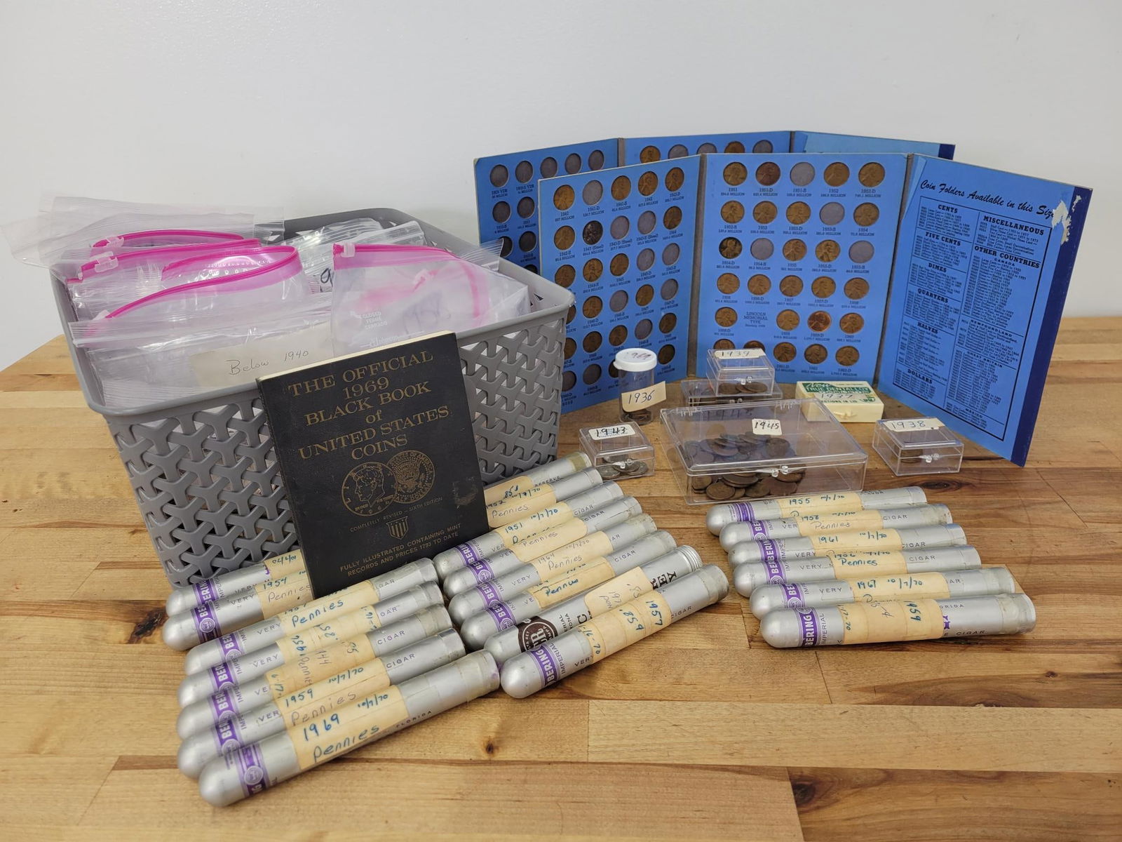 Collection of Penny Coin Books and Loose Coins (1 of 15)