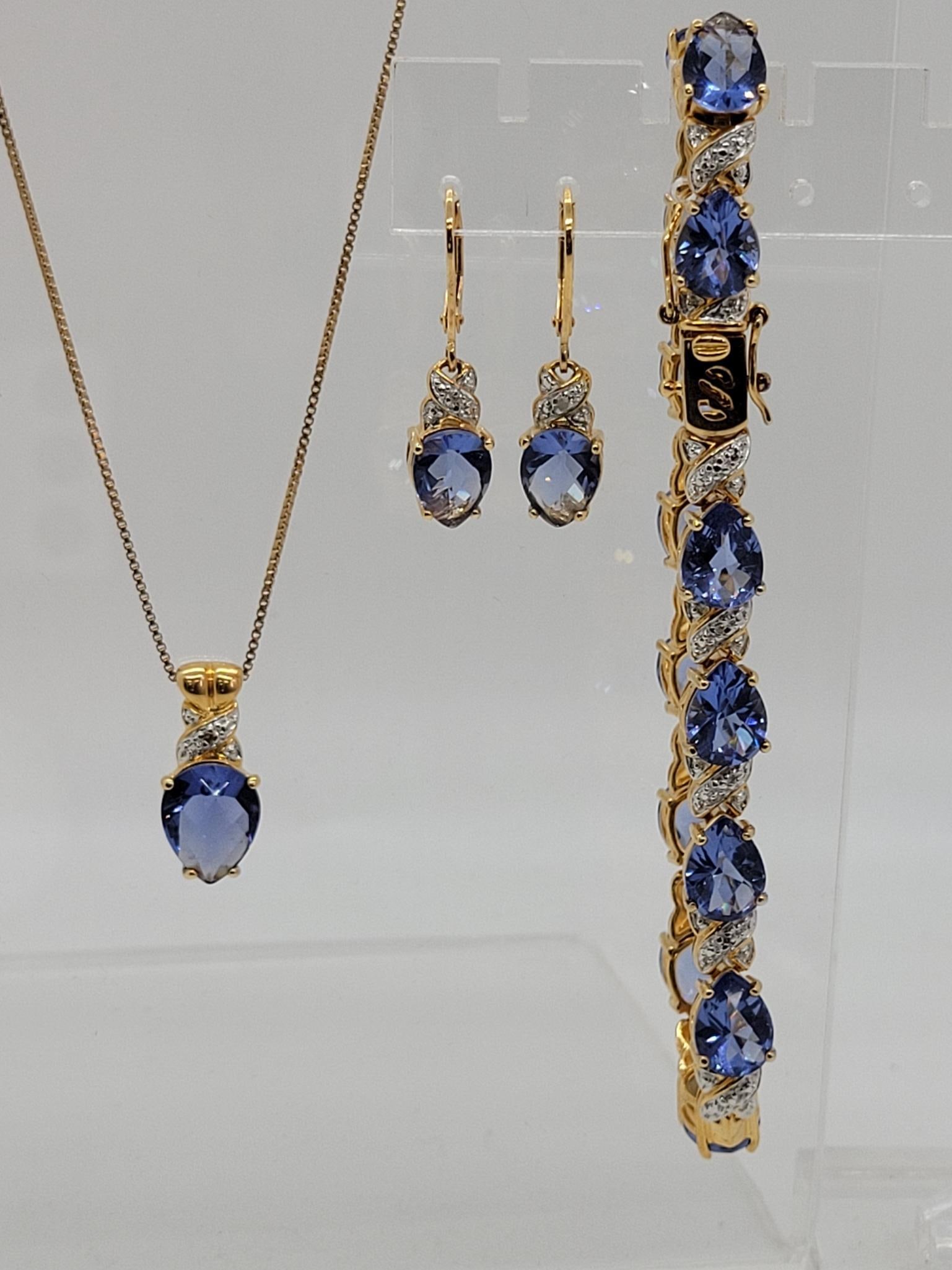 Gold Plated Sterling Silver & Gemstone Bracelet Set (1 of 11)