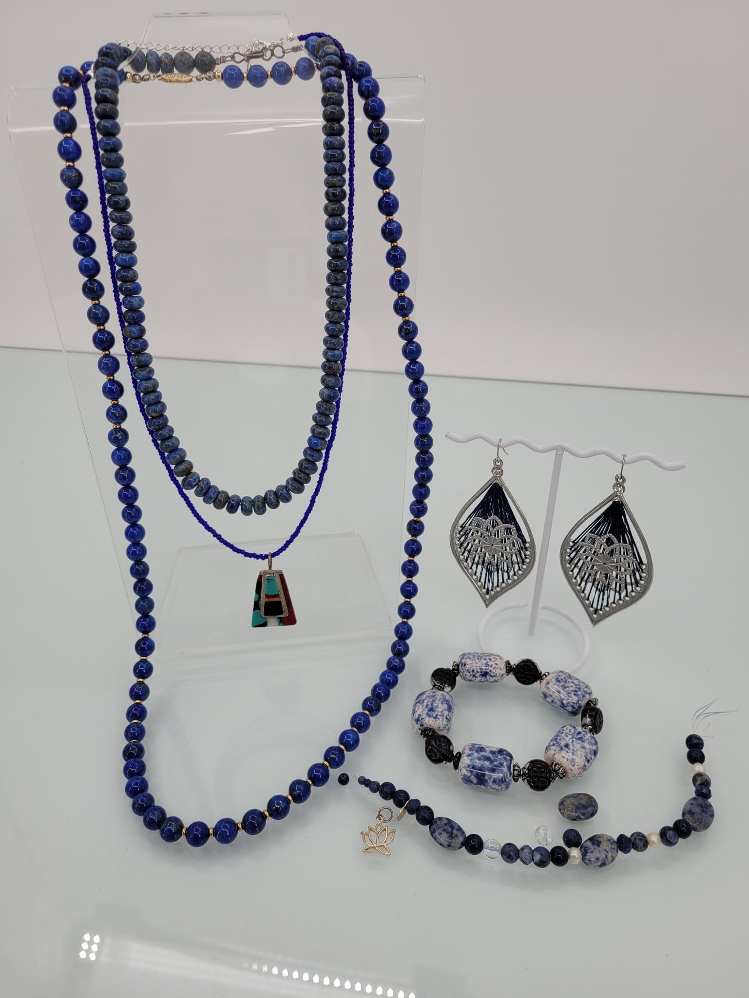 Beautiful Blue Beaded Lot- TJO Pendent (1 of 10)