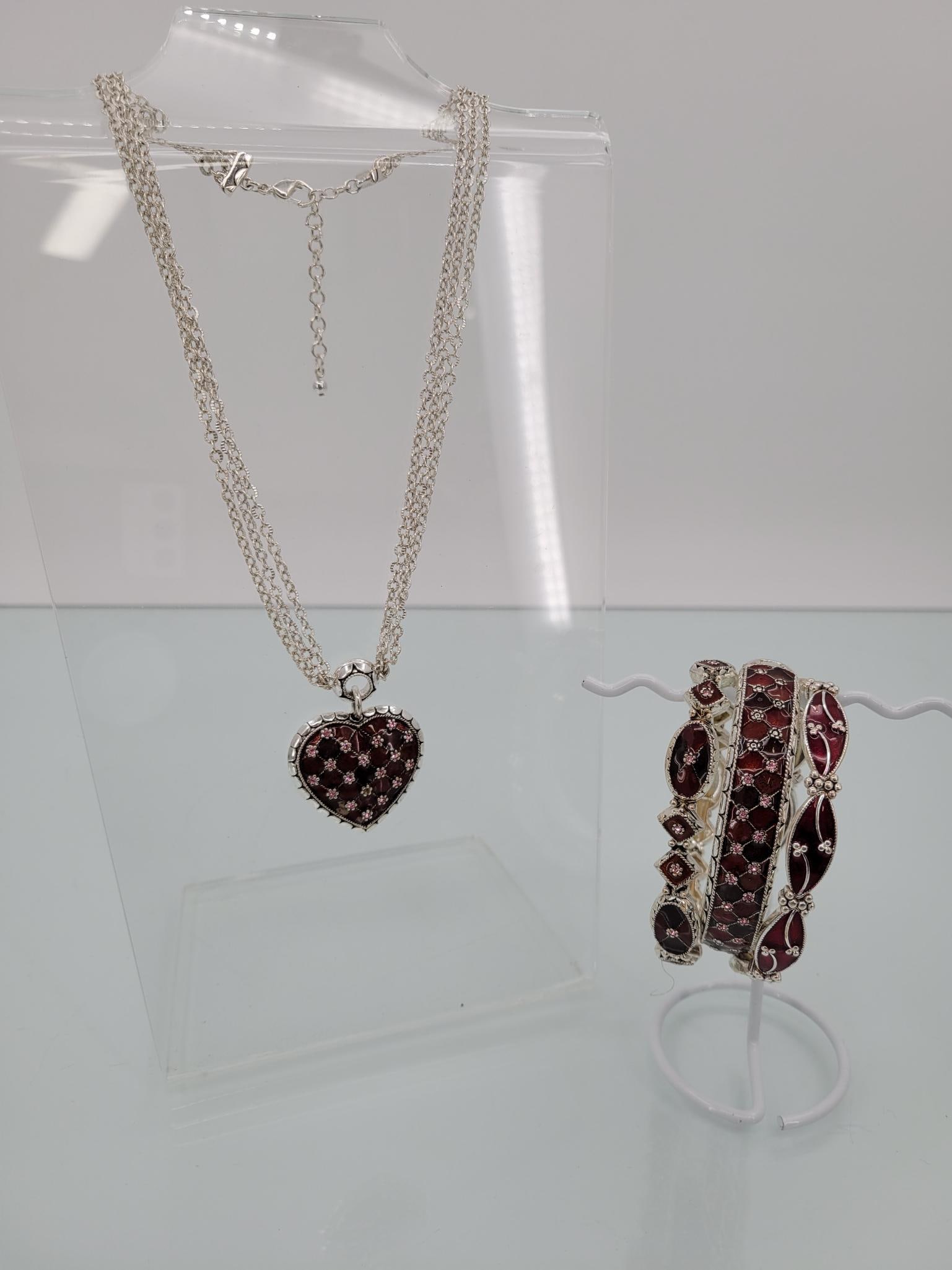 Silver And Burgundy Enamel Lot (1 of 4)