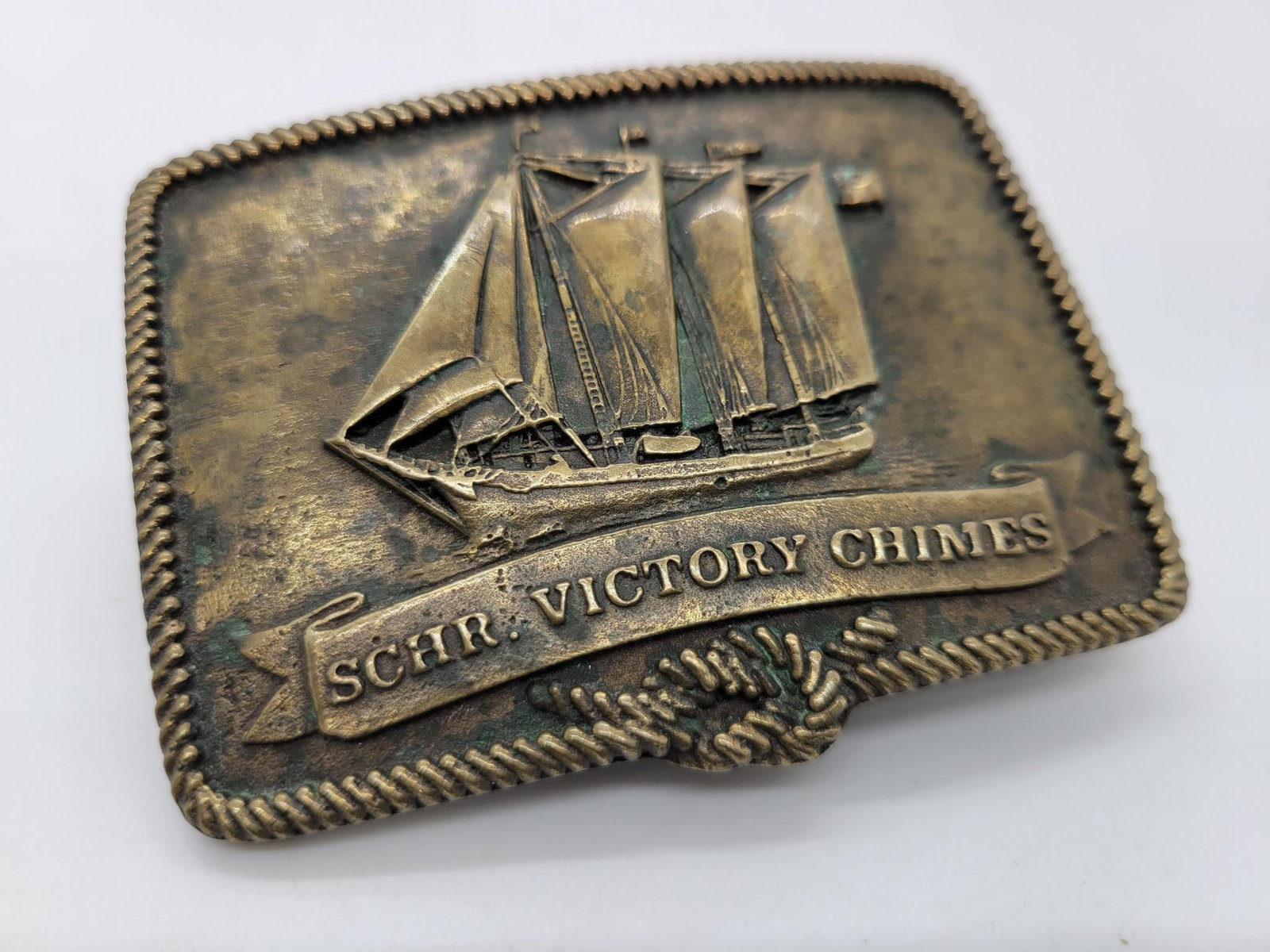 Vintage Schooner Victory Chimes Belt Buckle: Description: Vintage schooner victory Chimes belt buckle