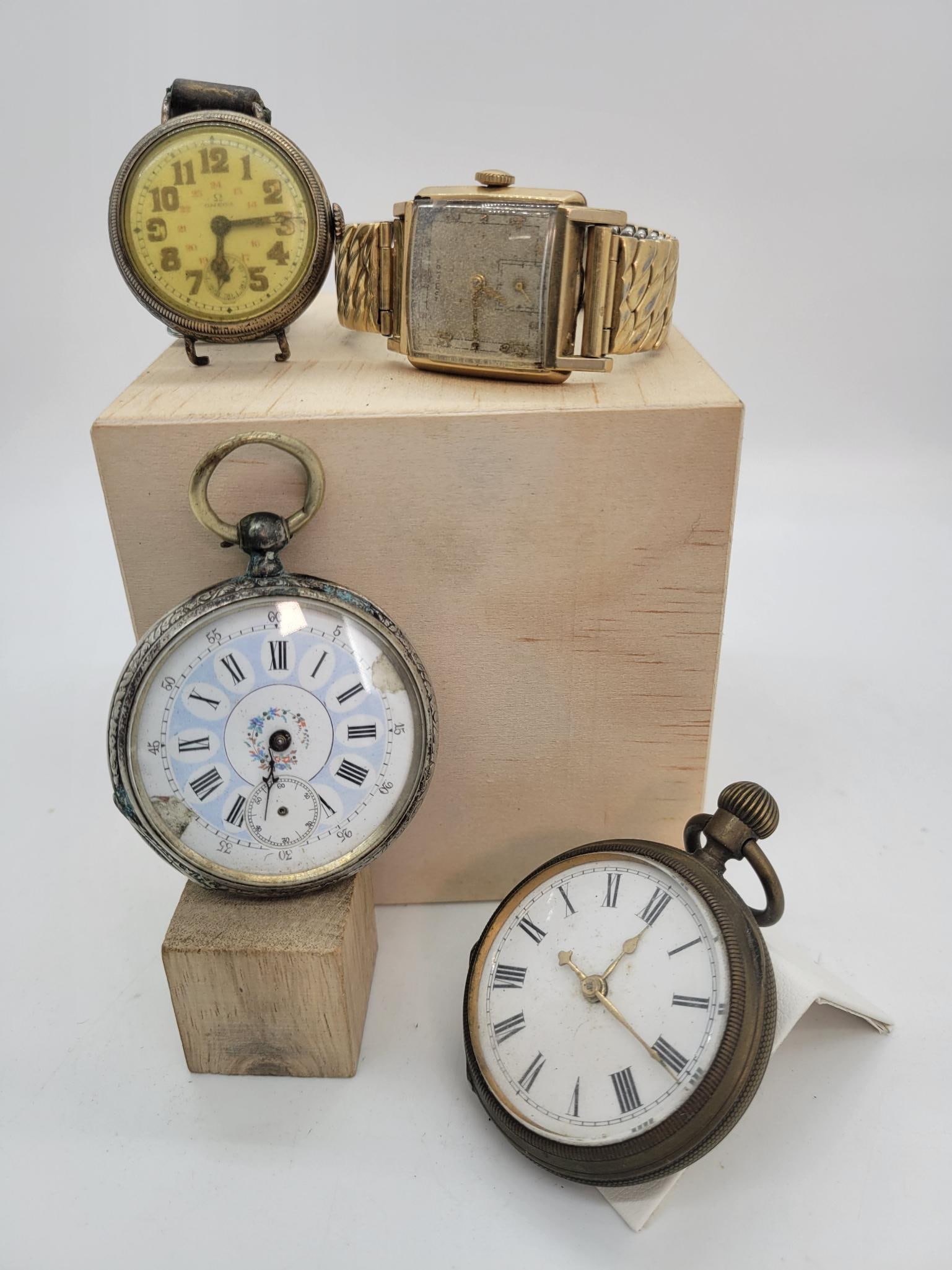 Silver And Gold Filled Timekeepers: Description: Pair of vintage watches and pocket watches, a watch and pocket watch pairing in both 10k gold filled and silver, only one watch is marked, but all pieces were acid tested for silver.