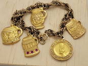 10k And 14K Brewers & German Stein Charm Bracelet