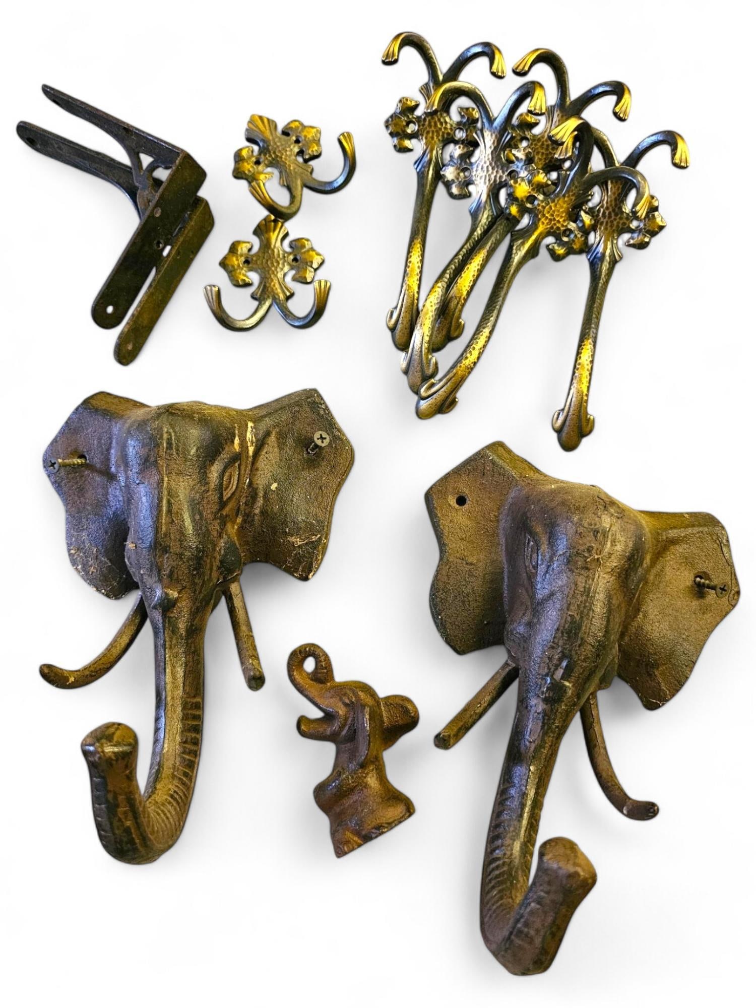 Lot Of Assorted Unique Coat Hooks: This lot includes a small assortment of handwear found throughout the shop. You get everything you see in the photos. Lot includes unique clothing hooks