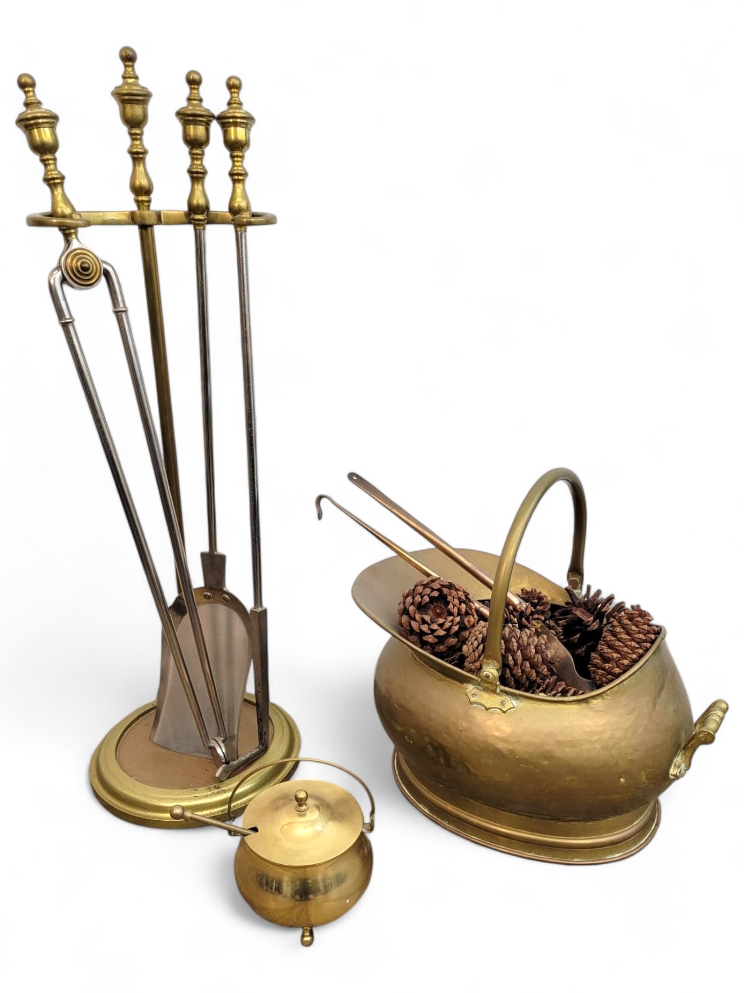Brass Fireplace Tool Set with Ash Bucket (1 of 12)