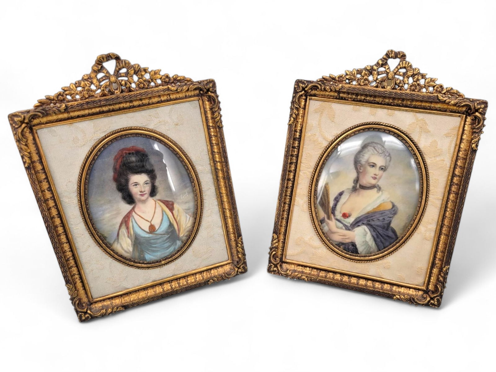 Pair of Victorian Gilt Framed Miniatures Portraits (1 of 7)