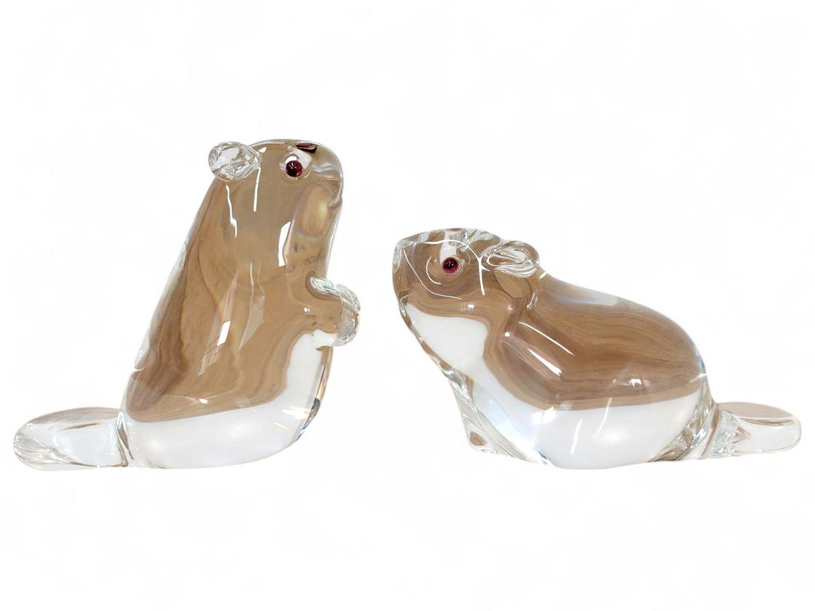 Steuben Crystal Beaver Figurines with Red Eyes (1 of 13)