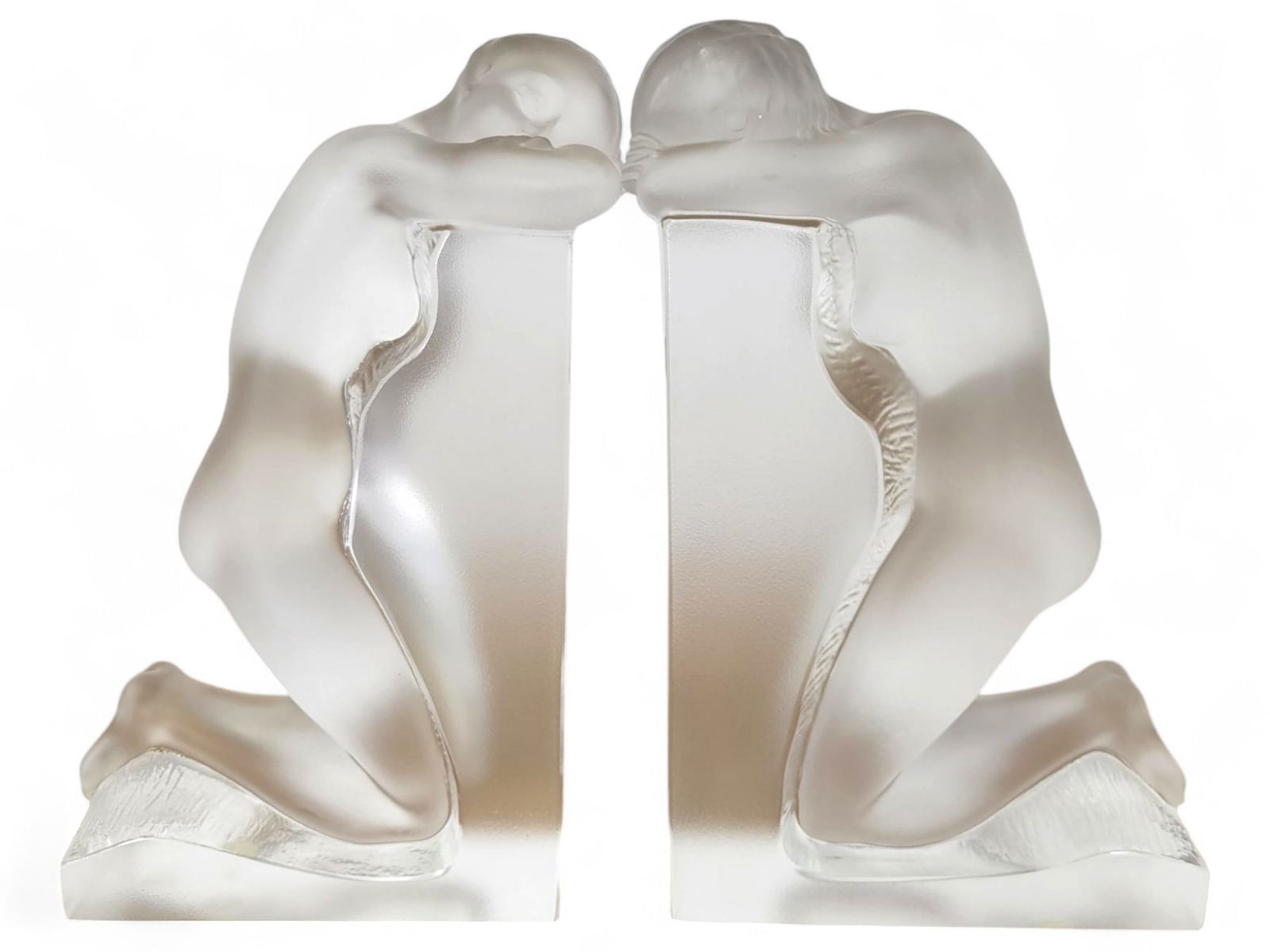 Lalique "Deux Figurines" Frosted Glass Bookends (1 of 10)