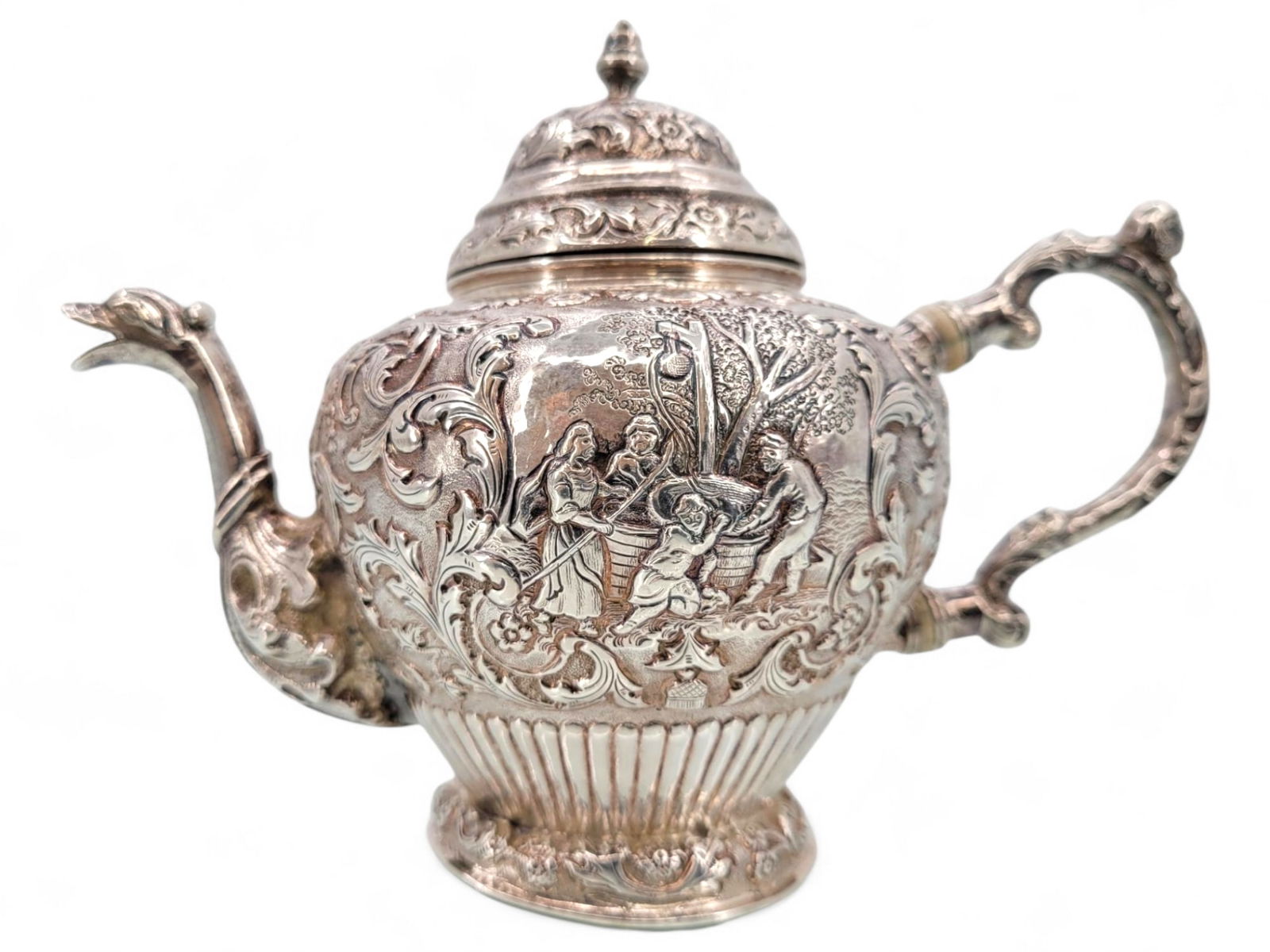 Late 19th C Dutch Silver Teapot w/ Repousse Work (1 of 12)