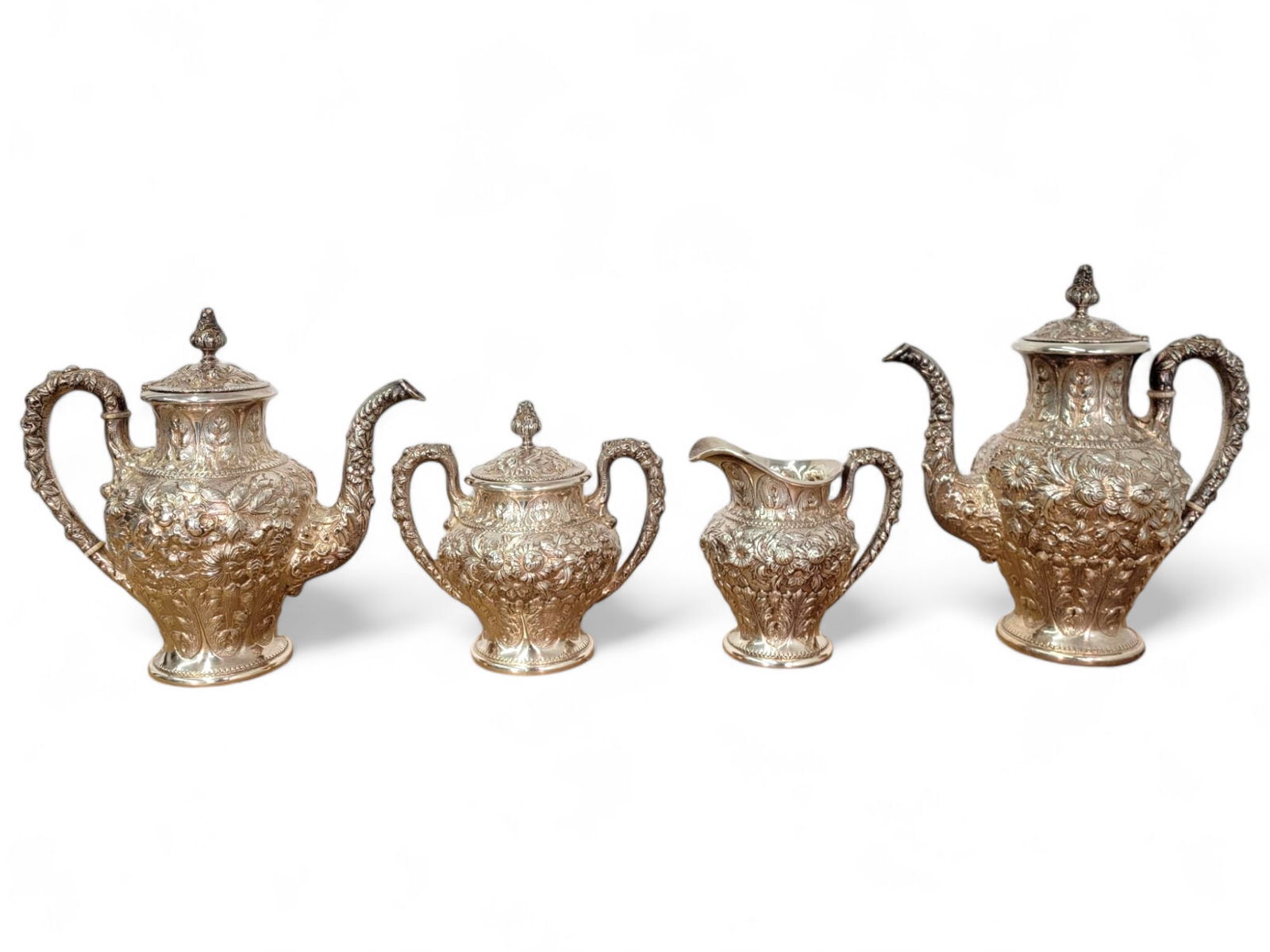 S. Kirt & Son "Repousse" Sterling Silver Tea Set (1 of 16)