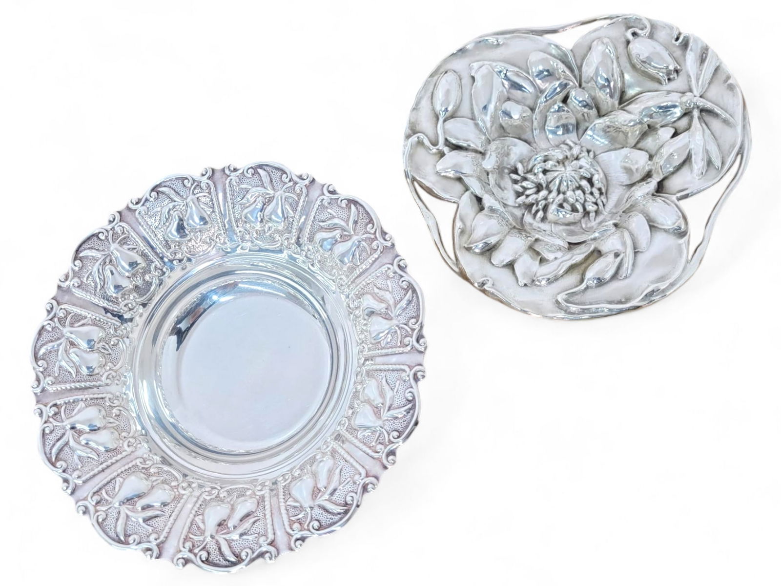 Sterling Silver Lotus Flower Bowl & Ornate Dish (1 of 12)