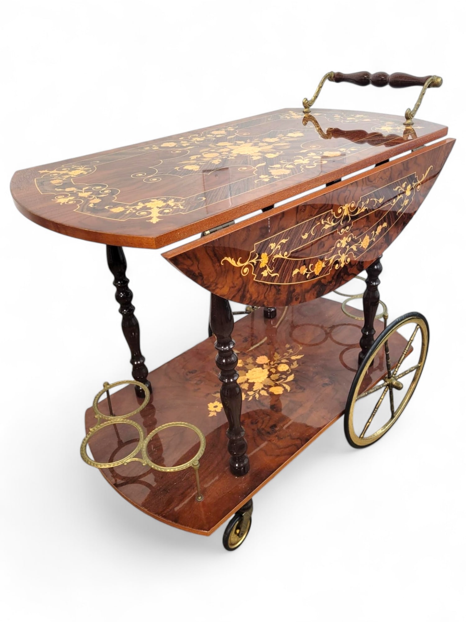 Fine Marquetry Inlaid Wood Bar Cart (1 of 16)