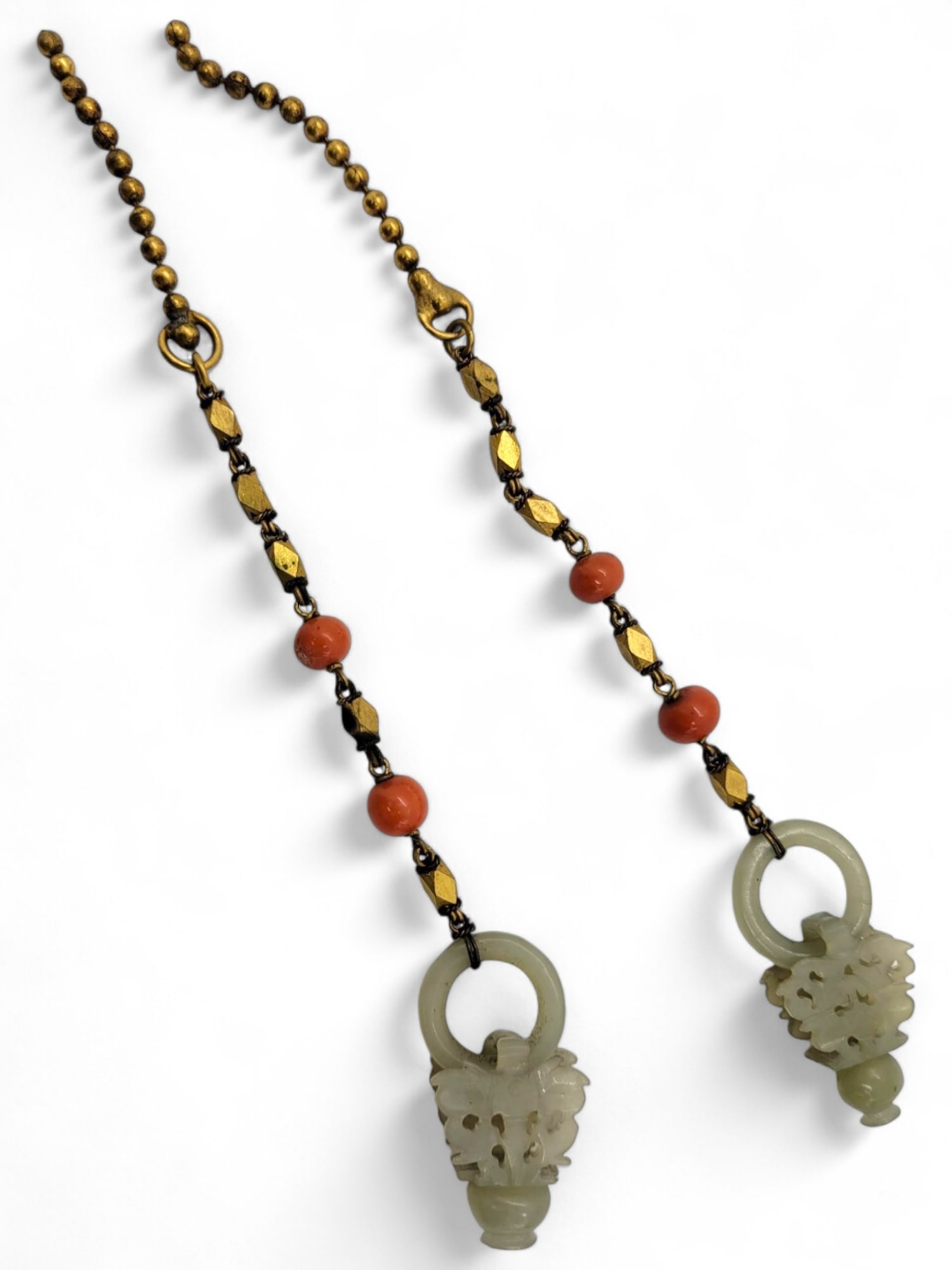 Antique Chinese Jade & Coral Lamp Beads - #1 (1 of 6)