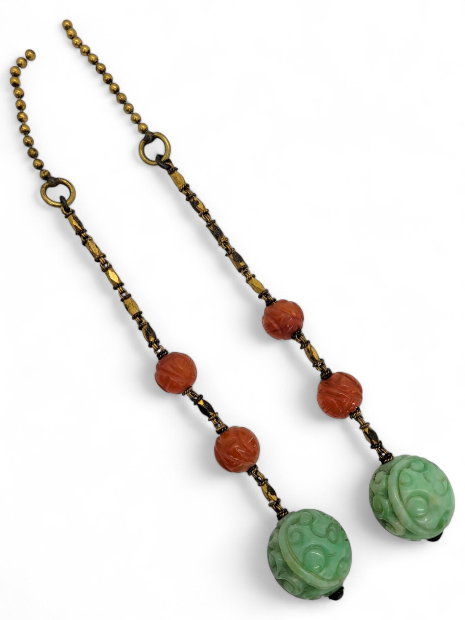 Antique Chinese Jade & Coral Lamp Beads - #2 (1 of 5)