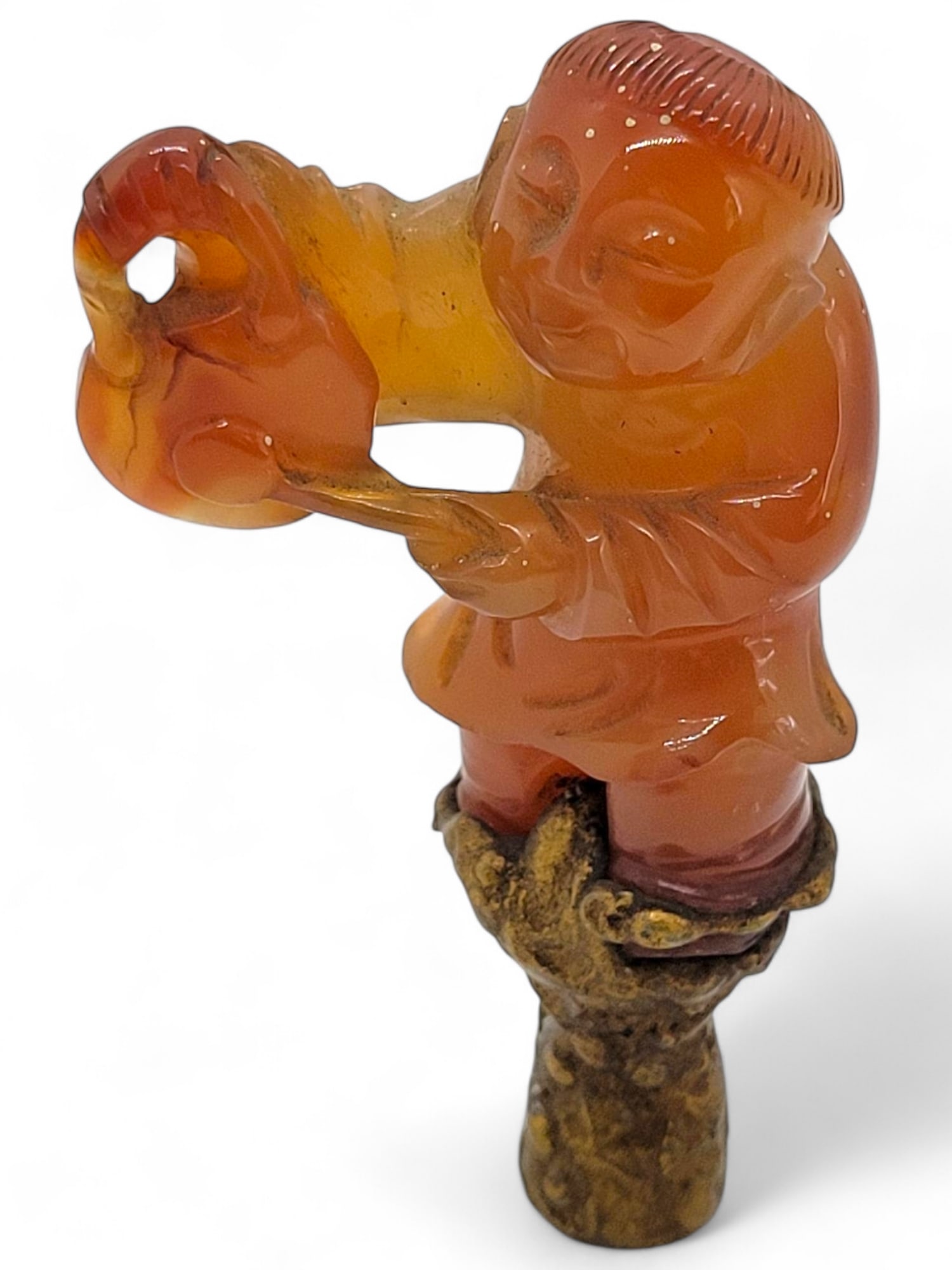 Chinese Carnelian Carved Figure Lamp Finial (1 of 7)