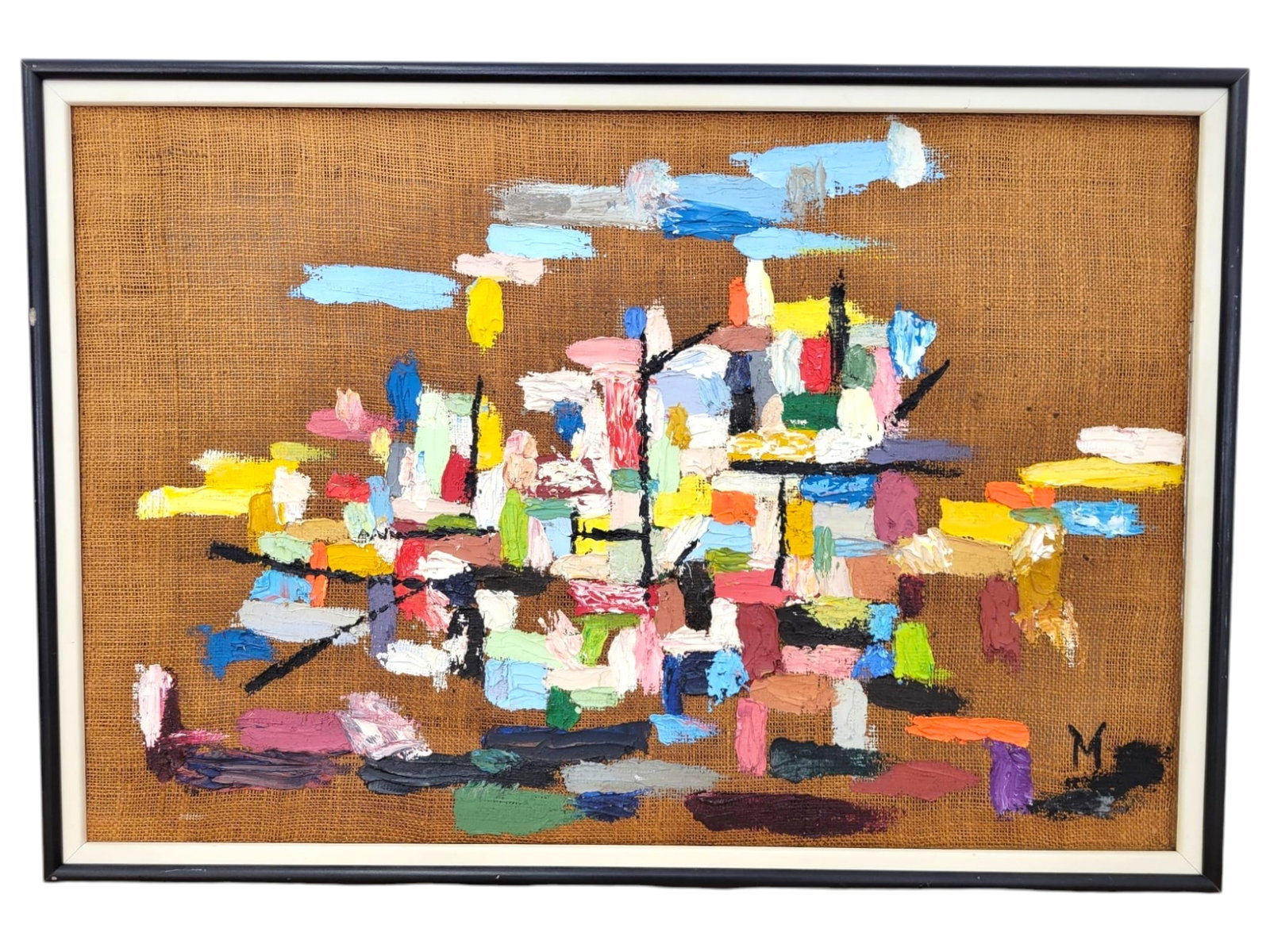 Abstract Oil Painting on Burlap (1 of 10)