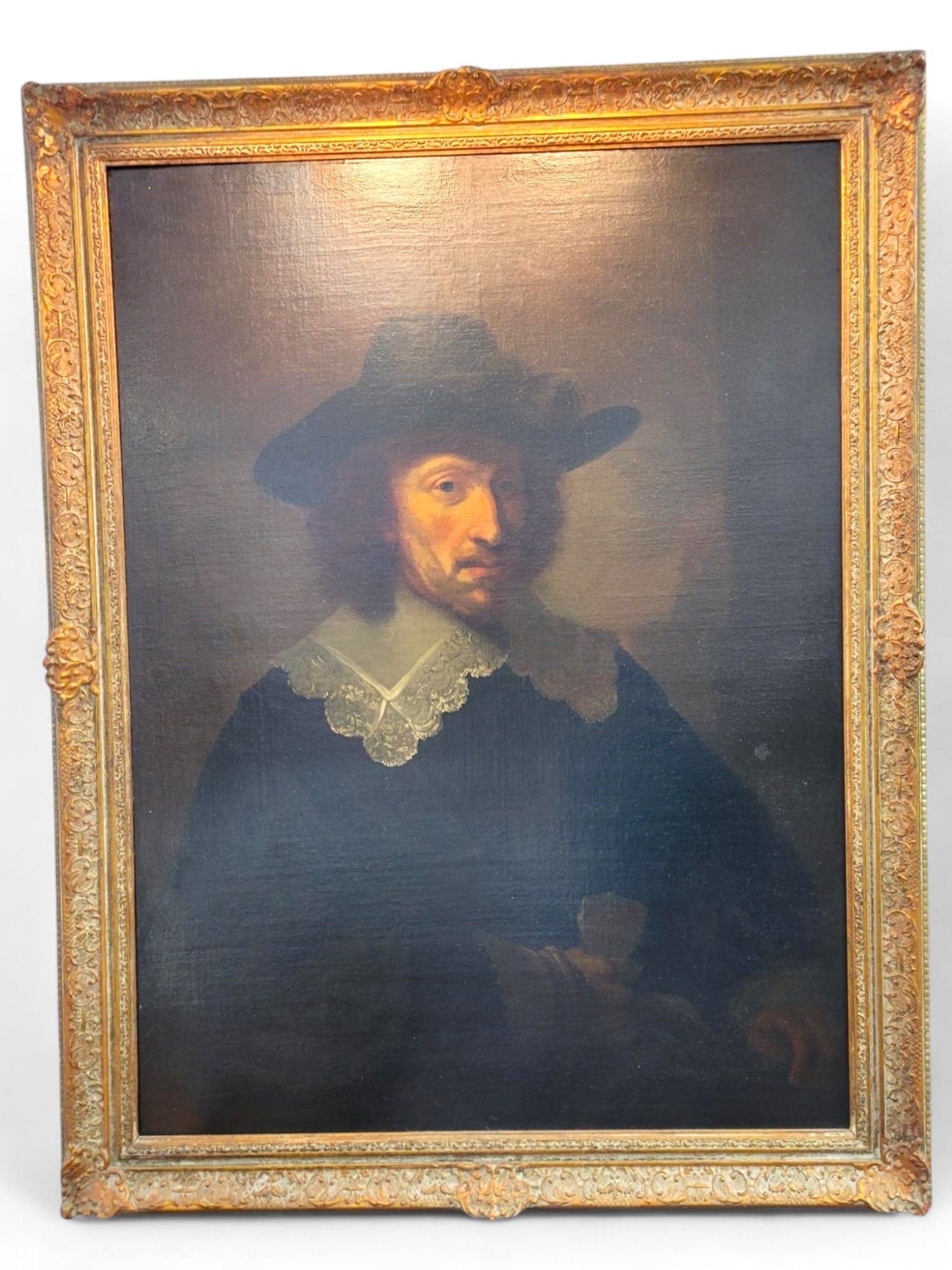 Early Antique Framed Portrait Oil on Canvas (1 of 3)