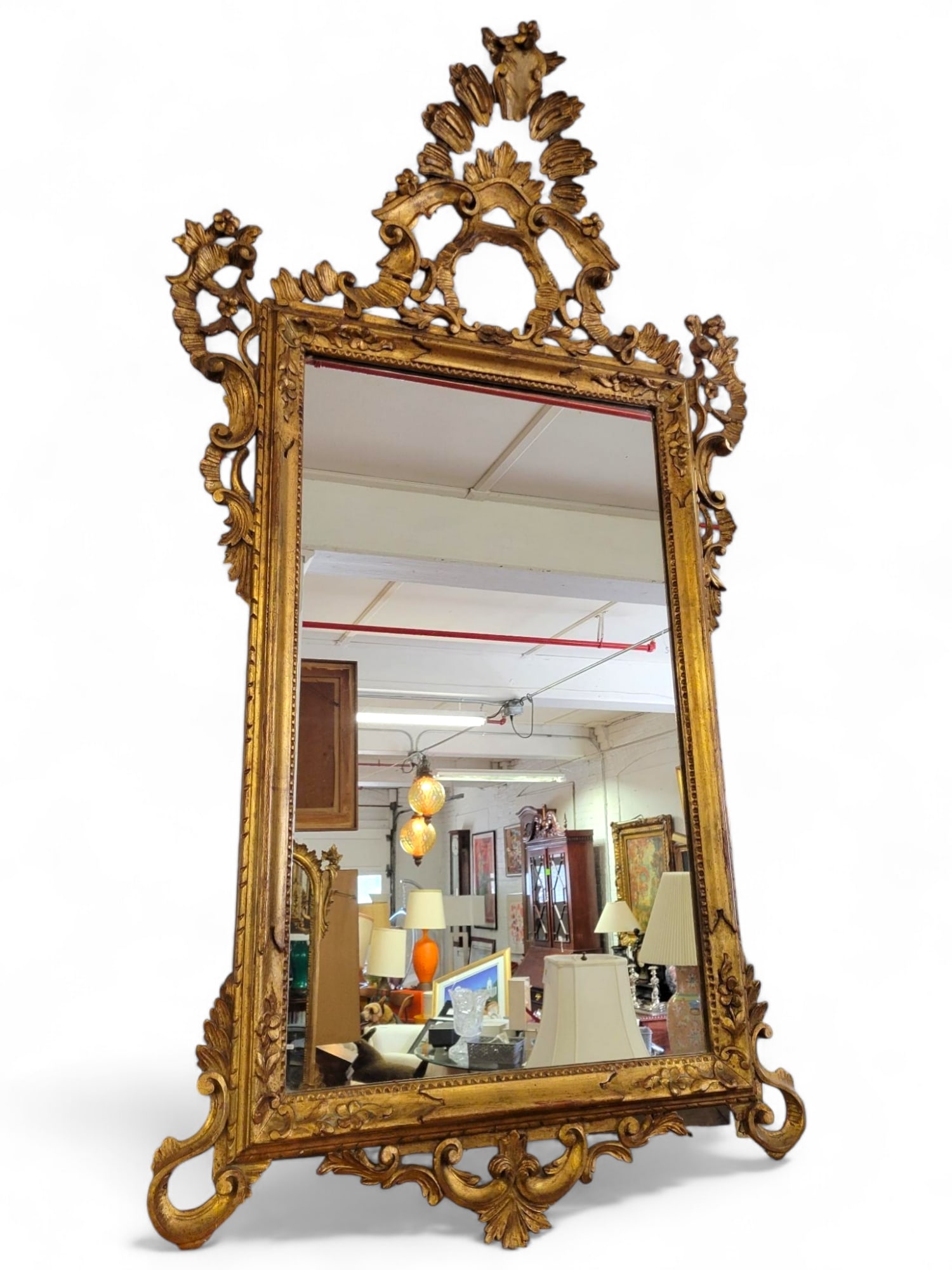 Large Antique Ornate Giltwood Wall Mirror (1 of 7)