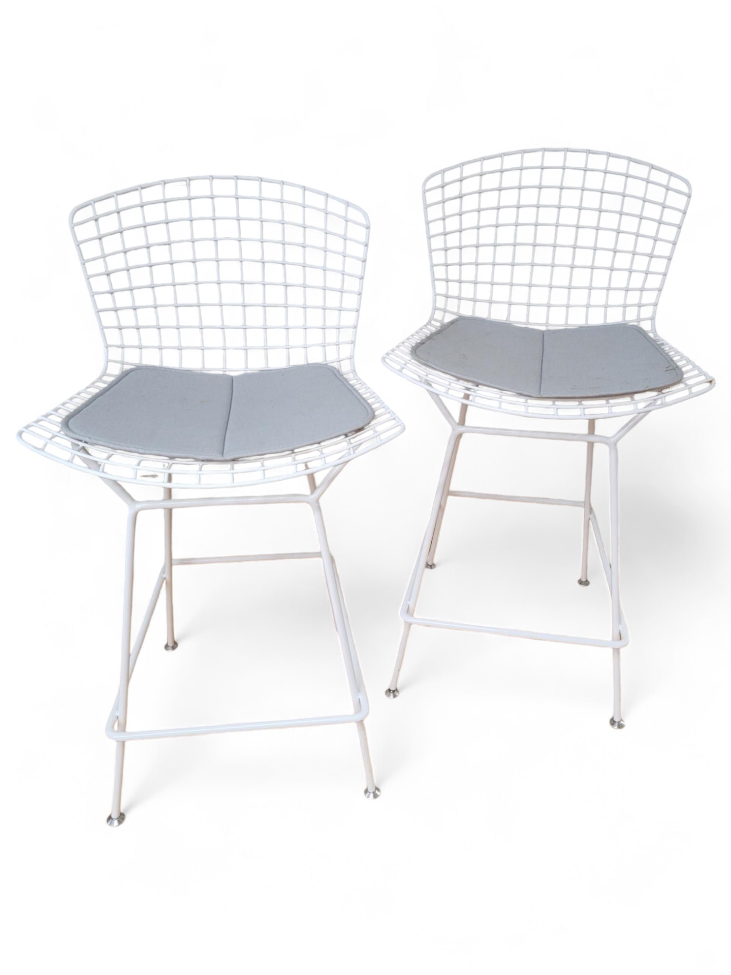 Pair of Modernist White Wire Bar Stools (1 of 10)