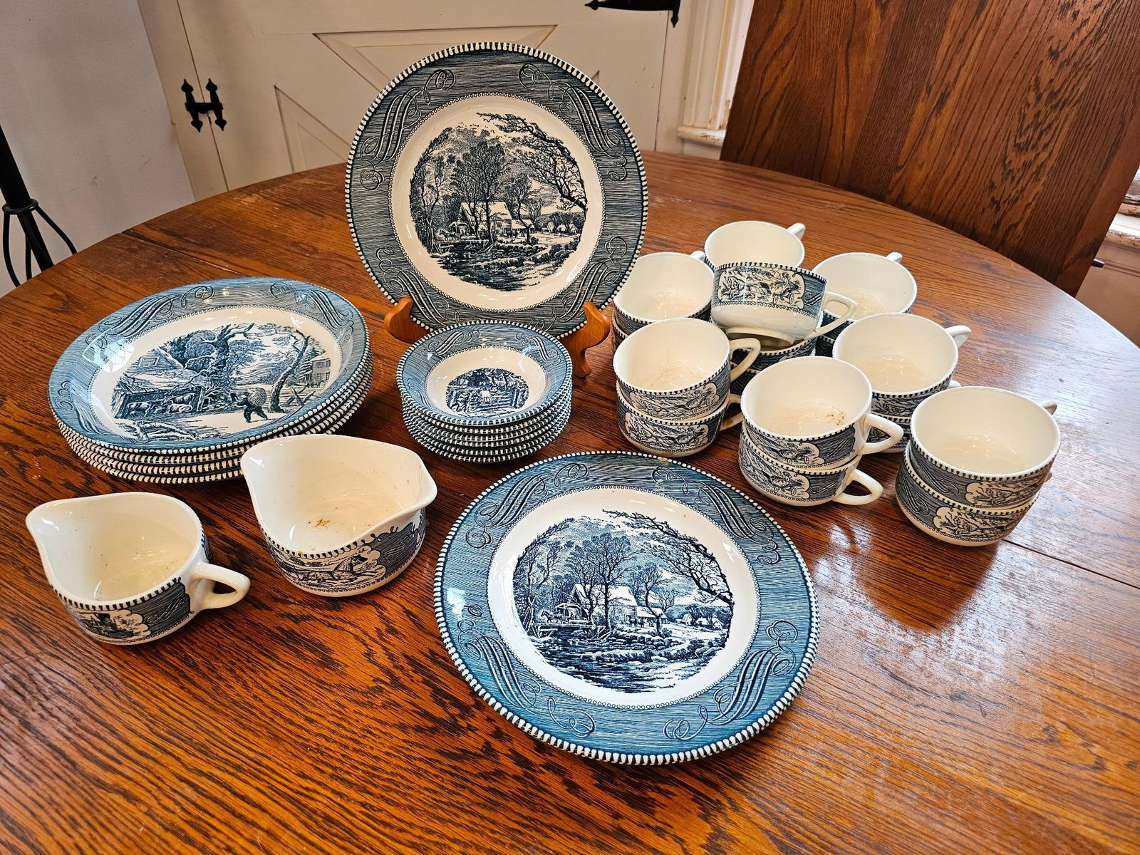 Currier & Ives "The Old Grist Mill" China - 32pc (1 of 14)