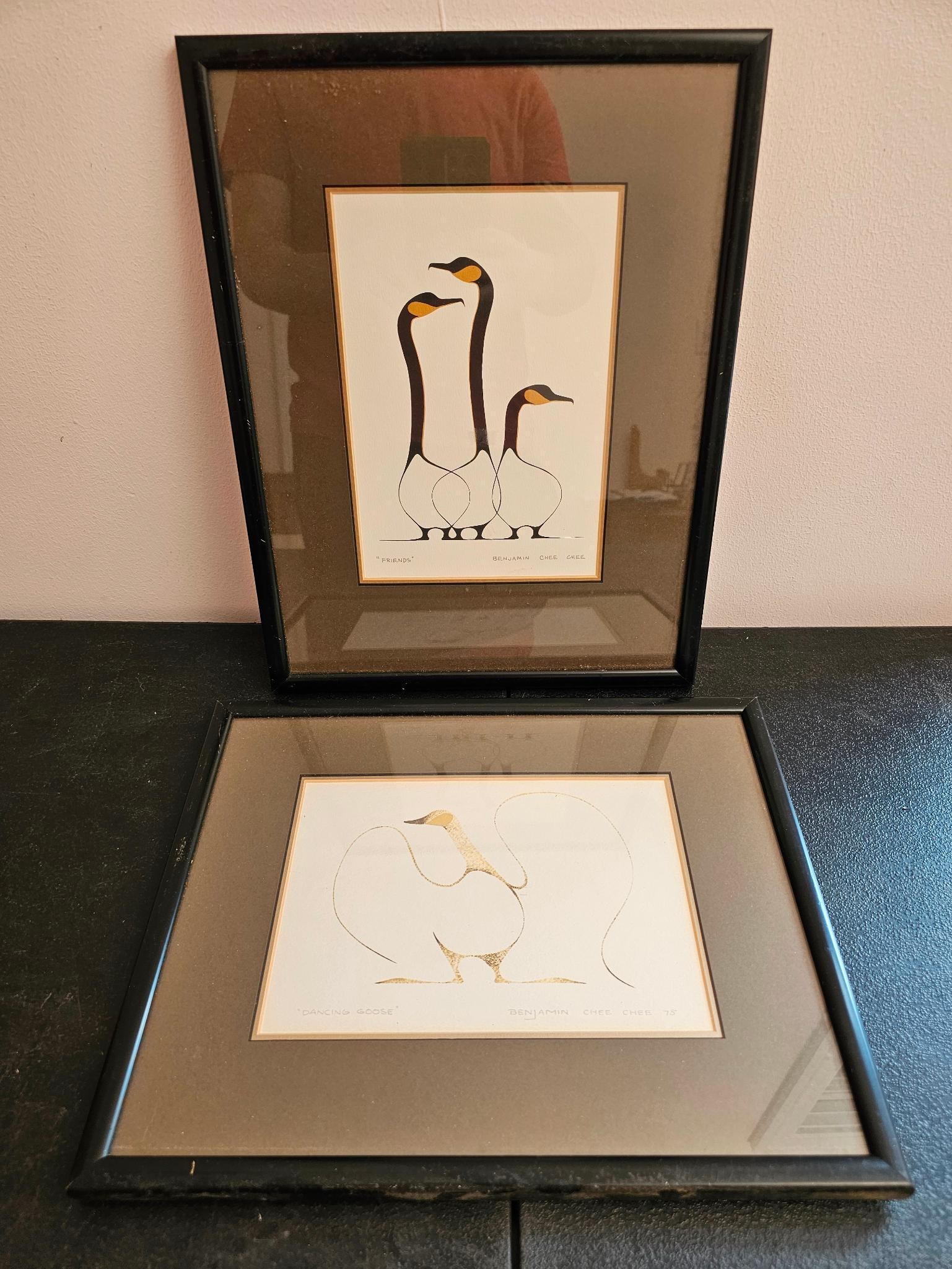 Pair of Framed Geese Prints by Benjamin Chee Chee (1 of 8)