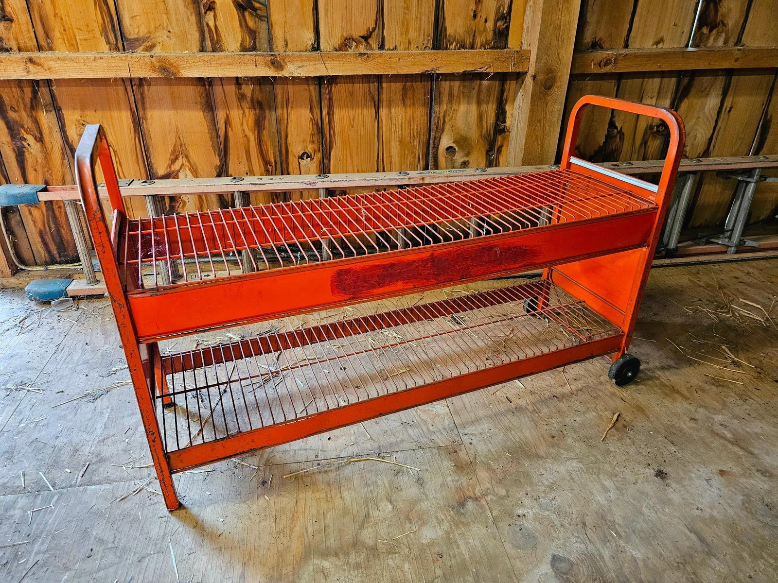 Two-Tier Red Metal Rolling Rack New York Times (1 of 5)