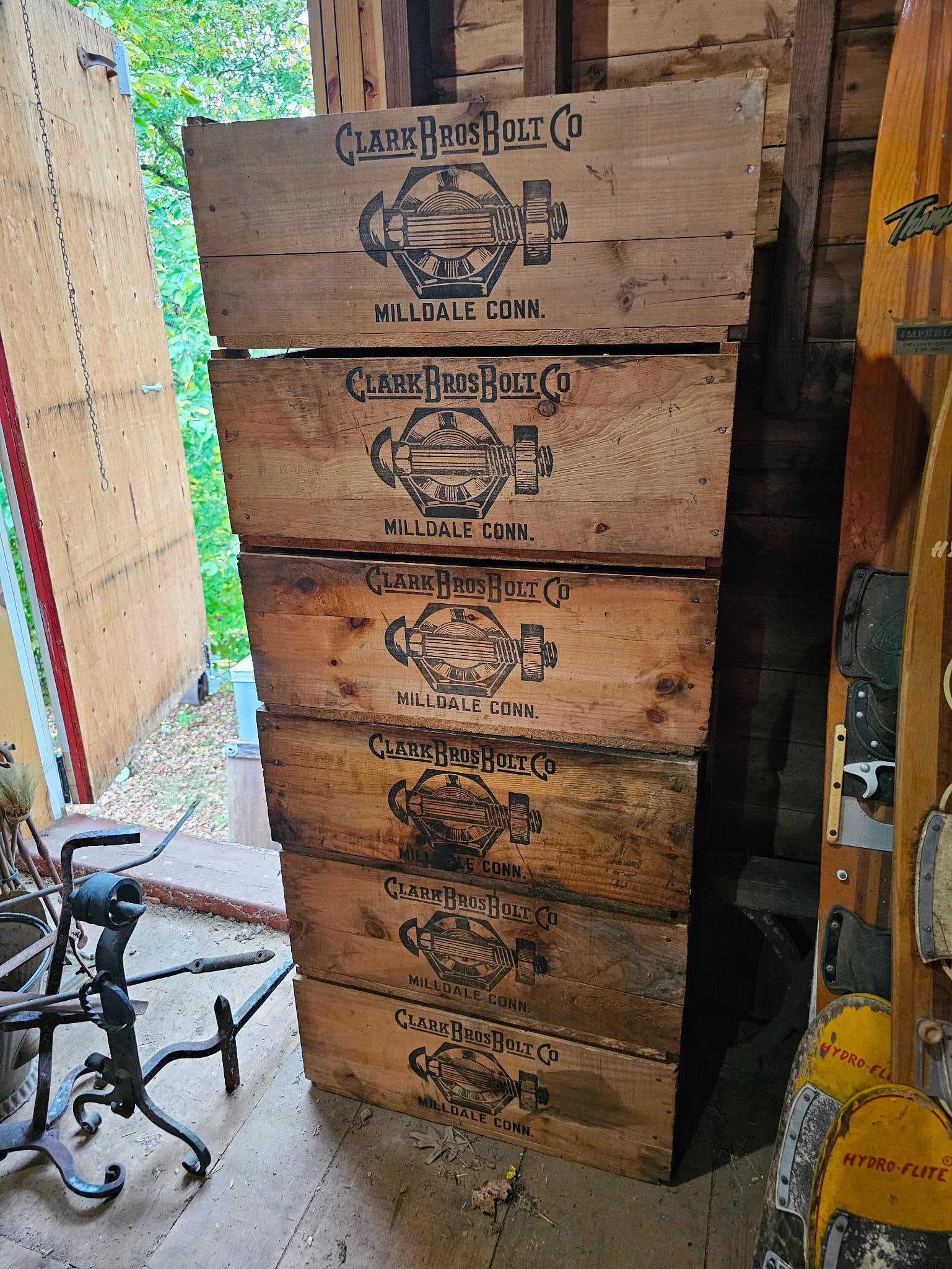 6pc Clark Bros Bolt Co. Wooden Crates (1 of 8)