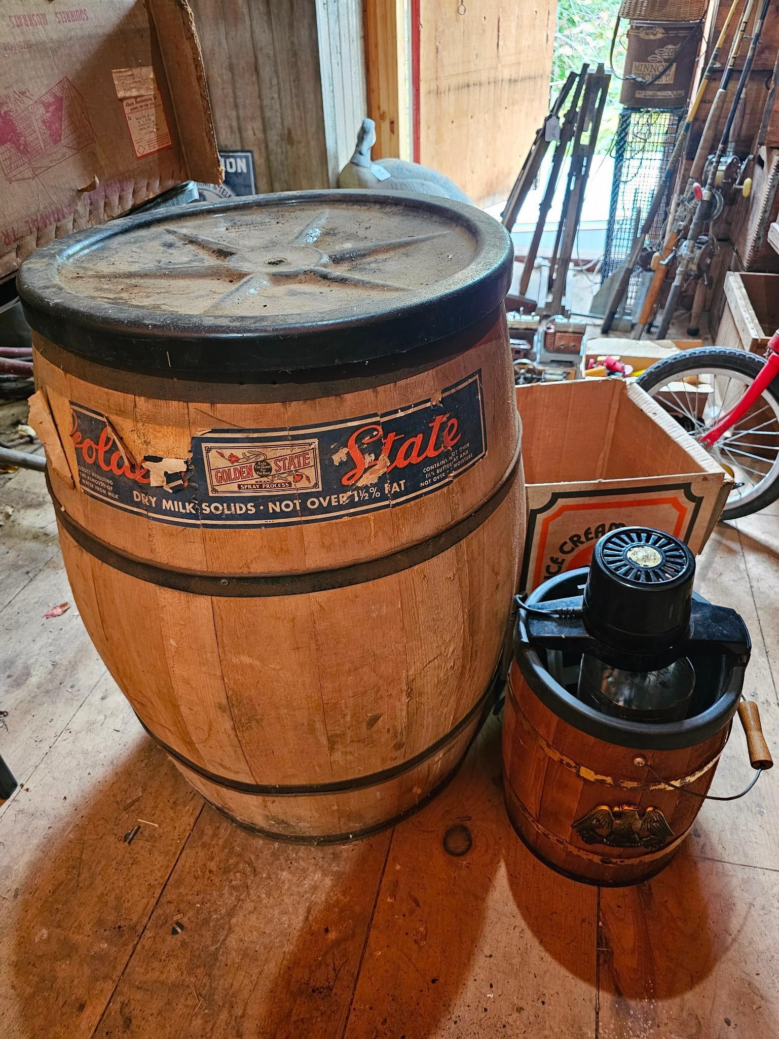 Wooden Dairy Barrel and Vintage Ice Cream Maker (1 of 11)