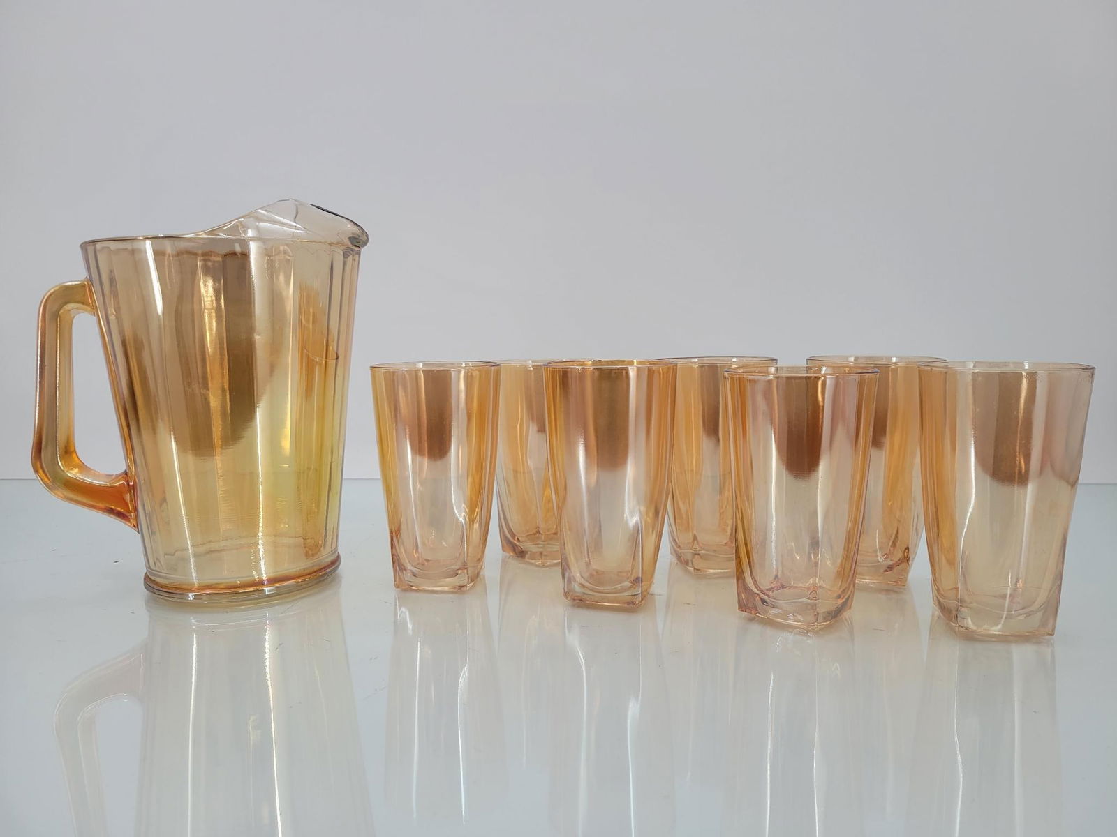 Jeanette Marigold Ribbed Pitcher and 7 Glasses (1 of 14)