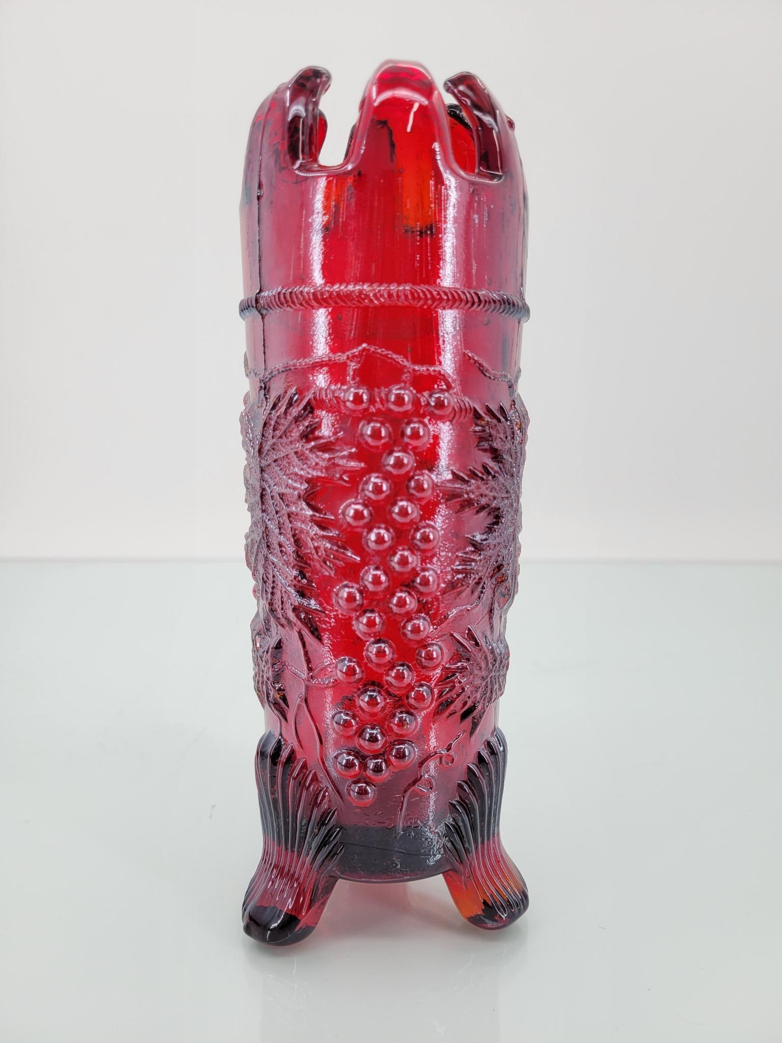 Mosser Or Fenton Ruby Grape & Cable Hatpin Holder (1 of 5)