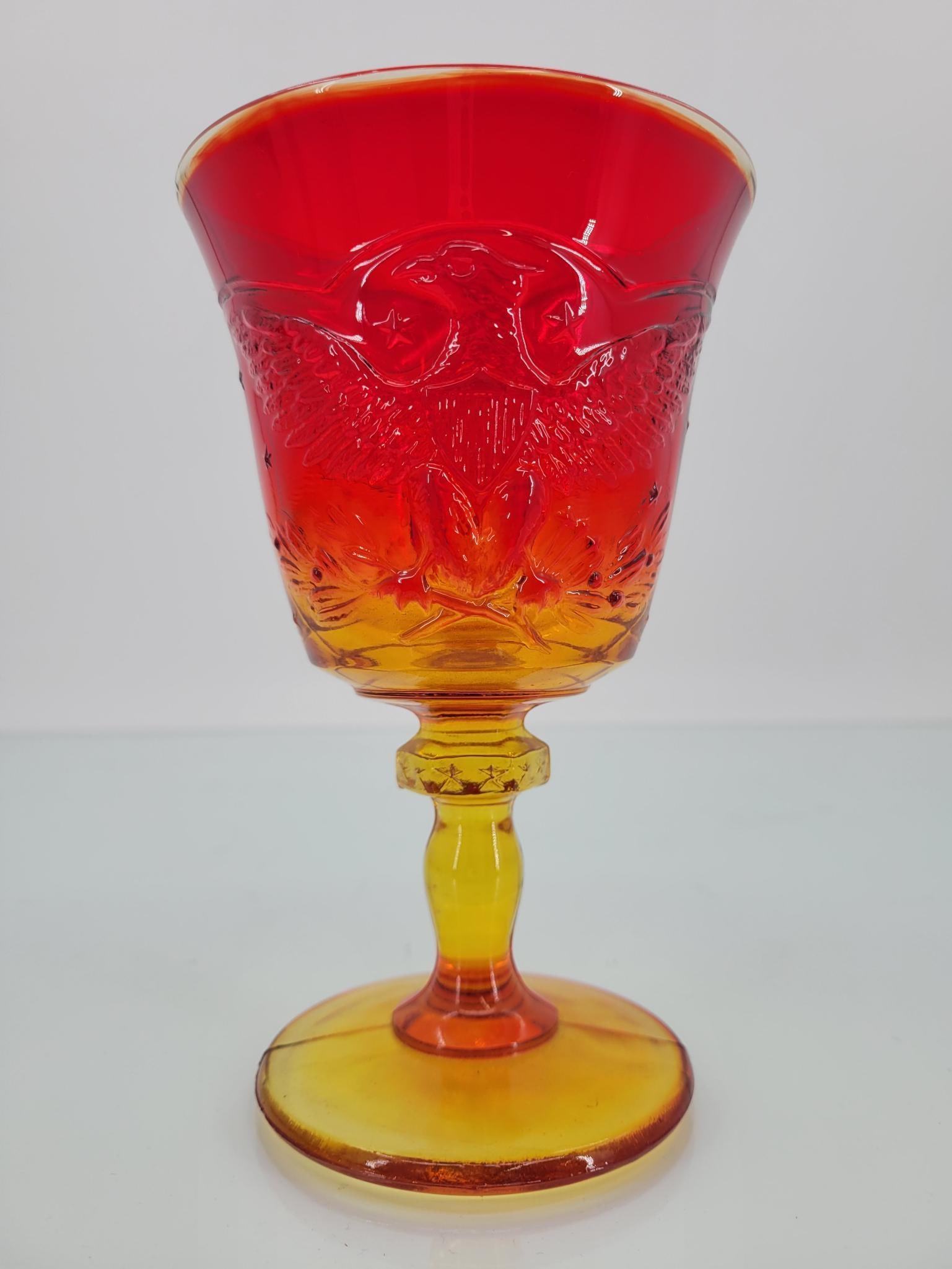 LE Smith 4553 Amberina Eagle Flared Goblet (1 of 9)