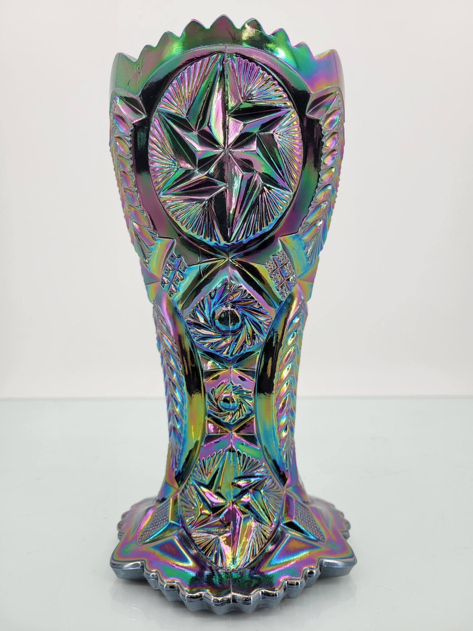 LE Smith Black Amethyst Ohio Star Sawtooth Vase (1 of 7)