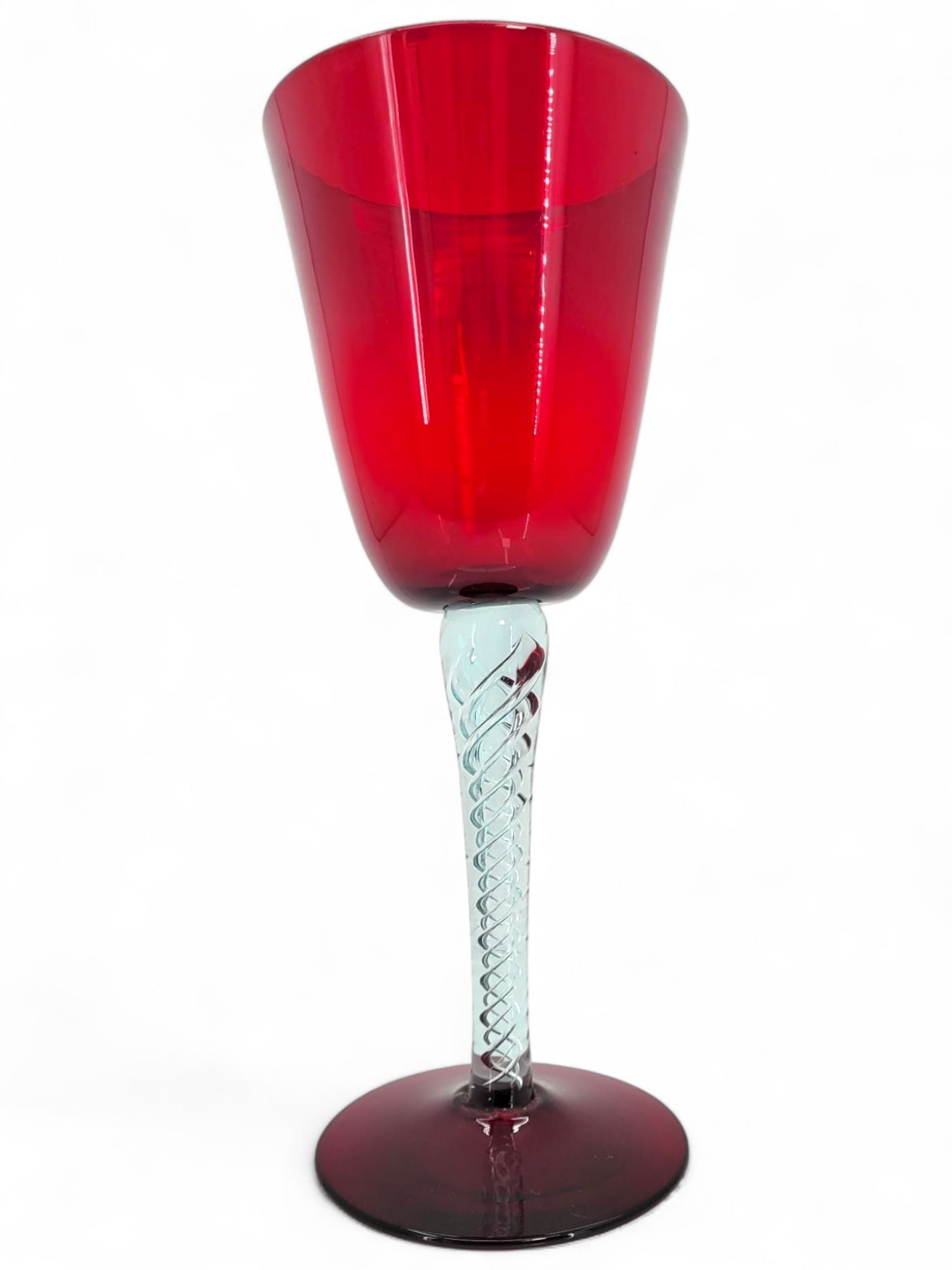 Vintage Blenco Ruby Red Art Glass Goblet (1 of 9)
