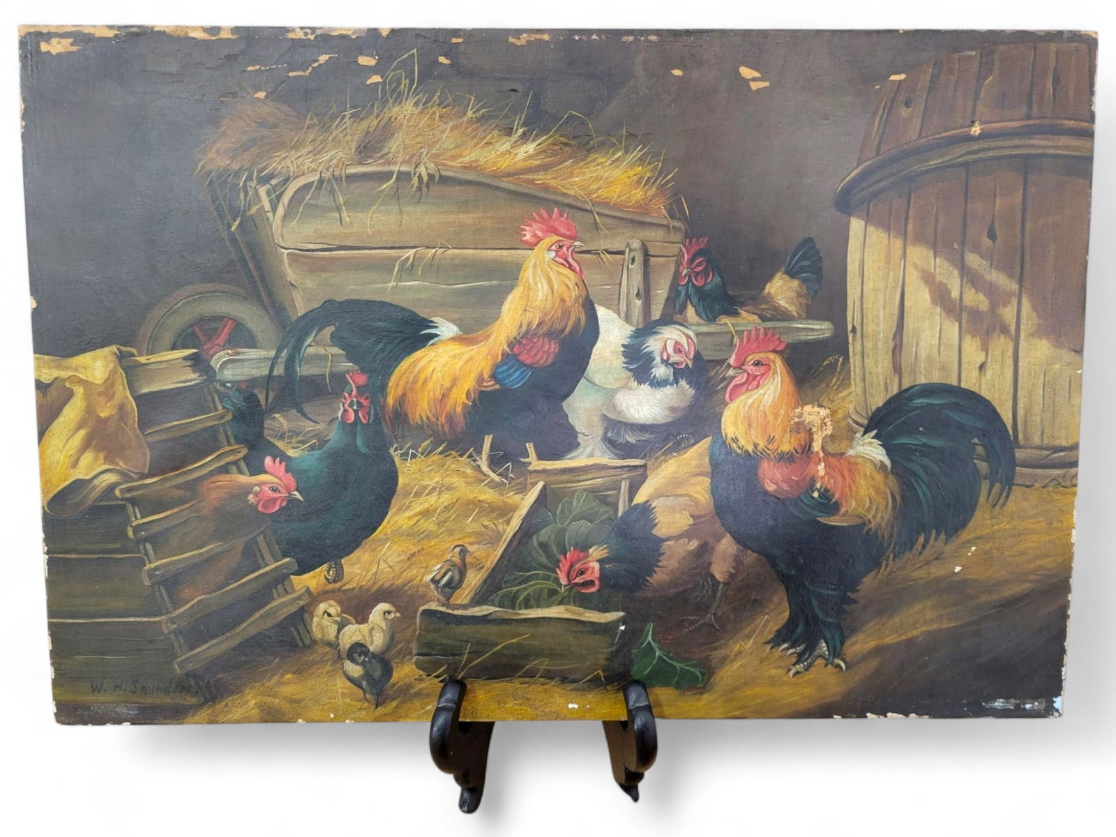 Farmyard Scene Painting by W.H. Saunders (1 of 12)