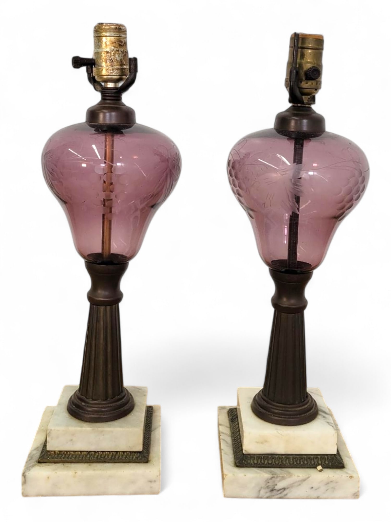 Etched Cranberry Glass Table Lamps (1 of 17)