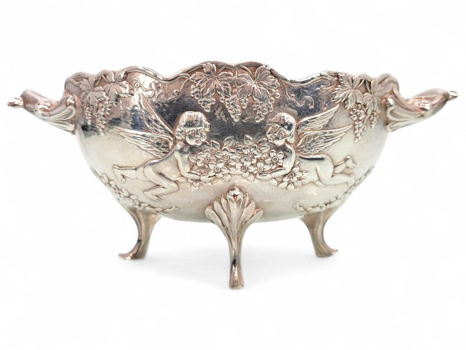 Antique Silverplated Bowl with Cherub Motif (1 of 9)