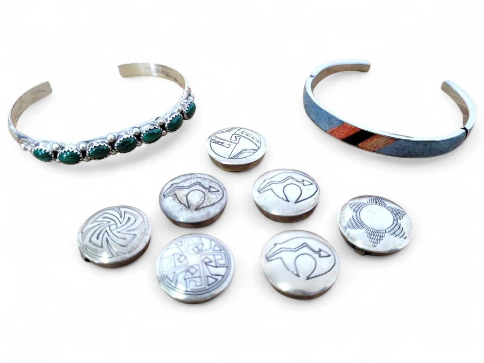 Sterling Silver Cuff Bracelets and Concho Buttons (1 of 8)