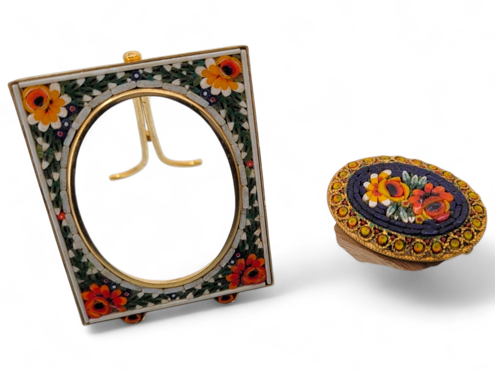 Micro-Mosaic Picture Frame and Brooch (1 of 6)