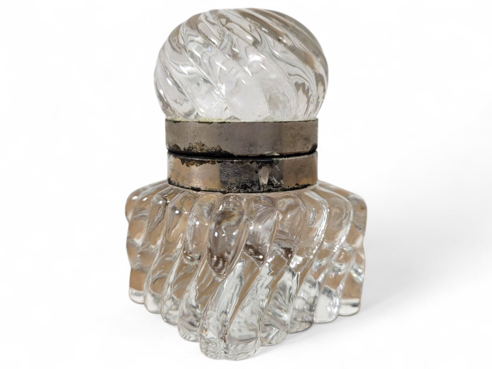 Antique 19th Century Swirled Glass Inkwell (1 of 9)