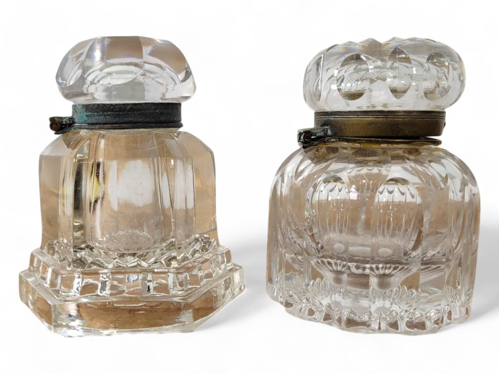 Pair of Antique Cut Glass Inkwells (1 of 19)