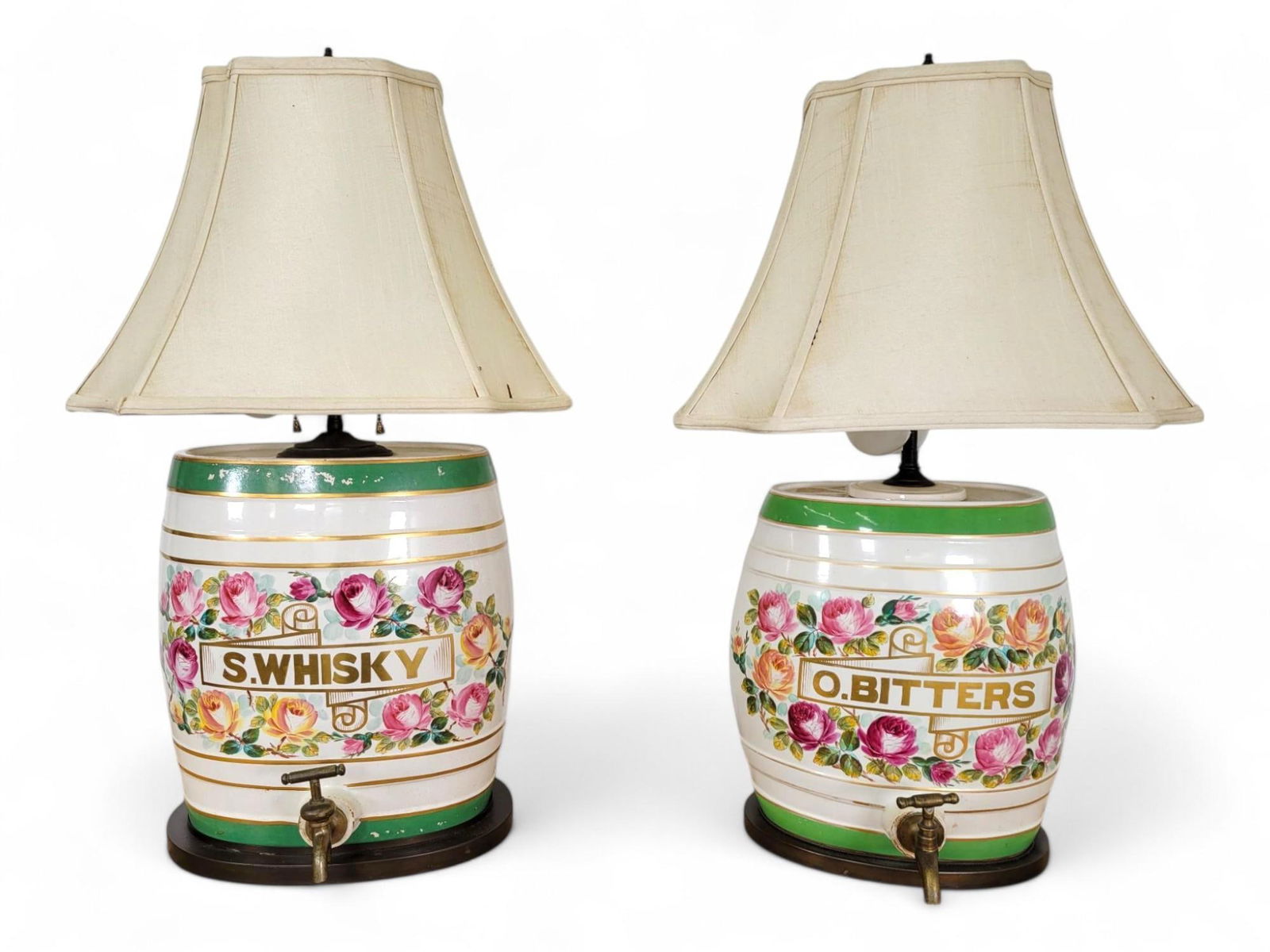 Pair of Victorian Ceramic Barrel Lamps (1 of 20)
