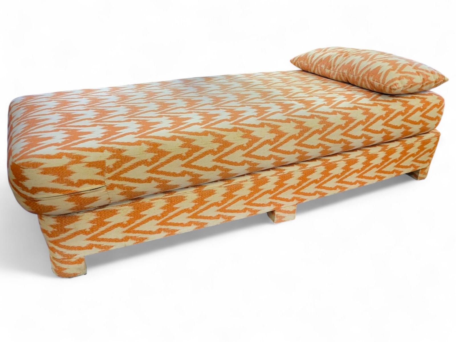 Mid-Century Orange Upholstered Chaise (1 of 20)