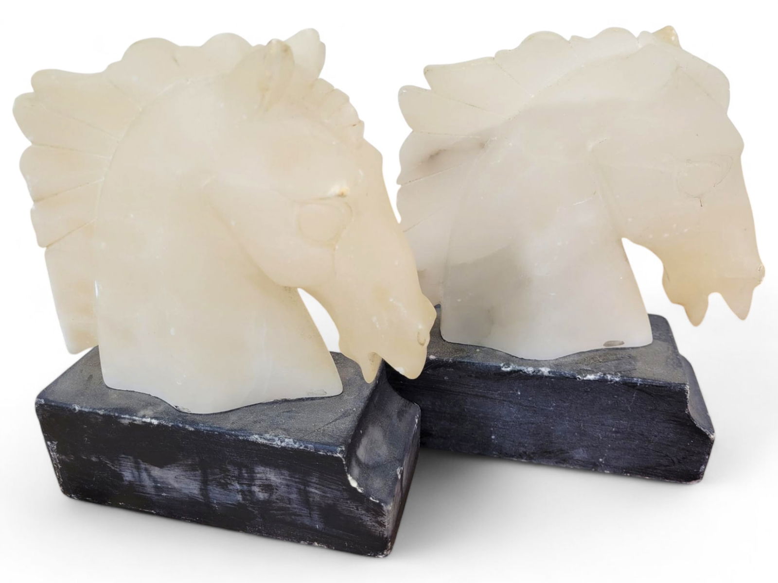 Pair of Alabaster Horse Head Bookends (1 of 9)