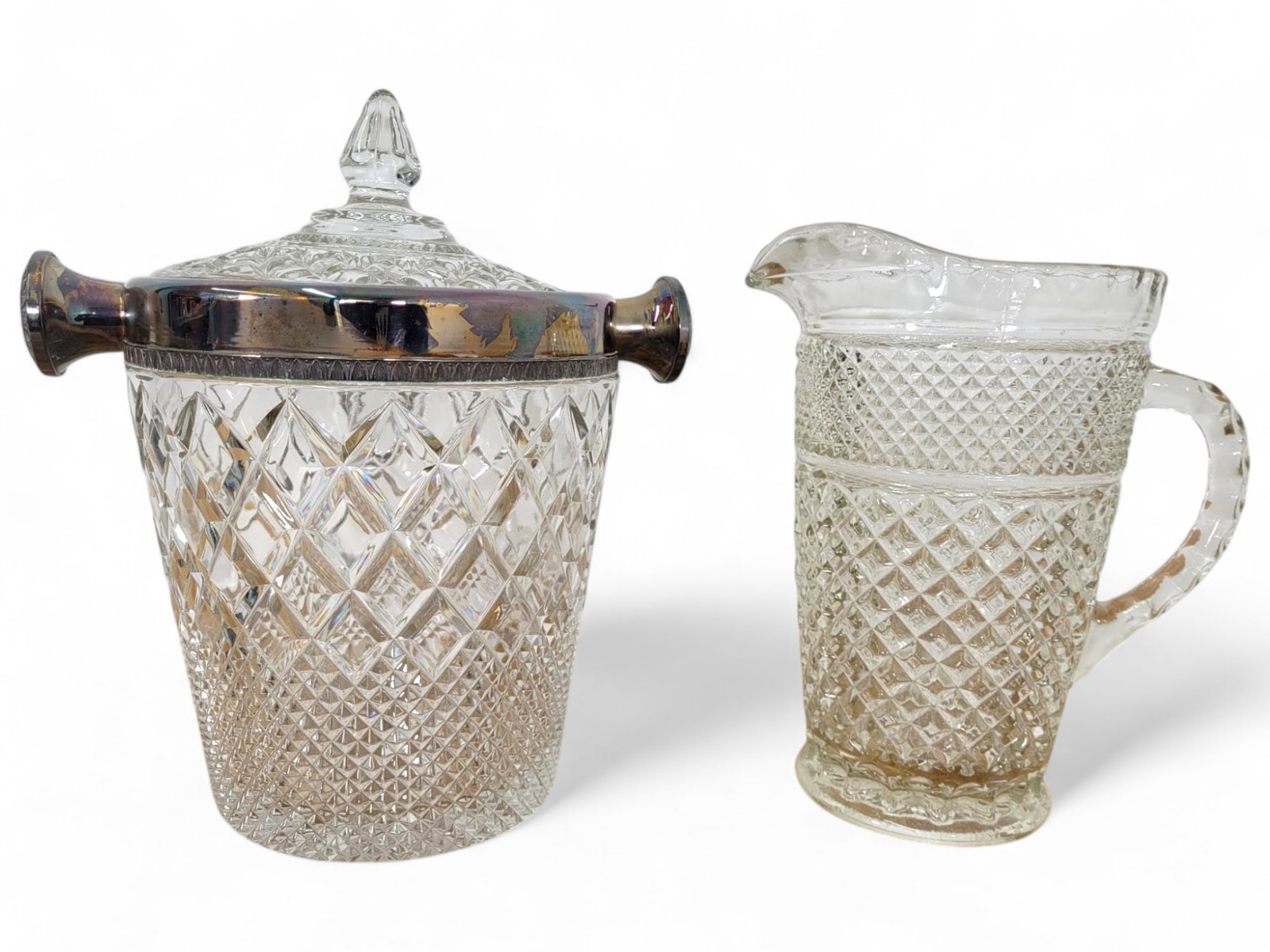 Vintage Pressed Glass Ice Bucket and Pitcher (1 of 16)